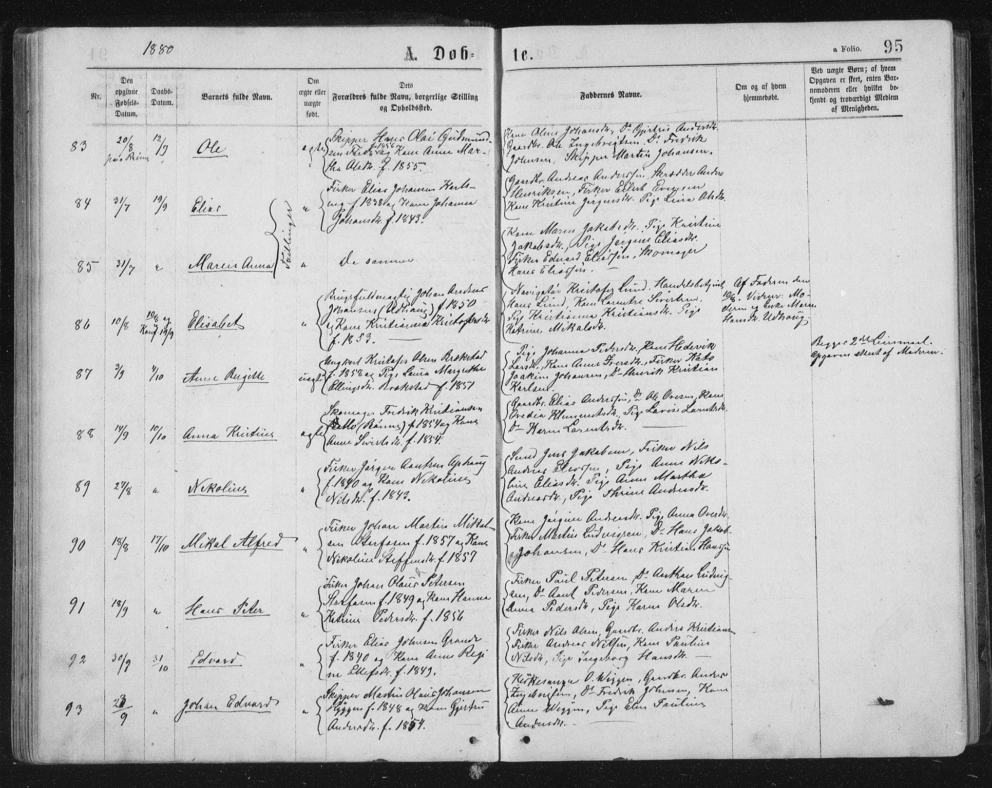 Ministerialprotokoller, klokkerbøker og fødselsregistre - Sør-Trøndelag, SAT/A-1456/659/L0745: Parish register (copy) no. 659C02, 1869-1892, p. 95