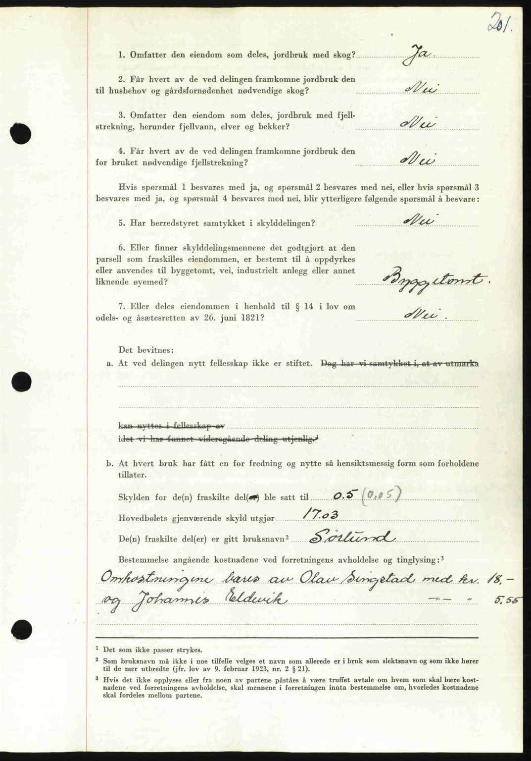 Orkdal sorenskriveri, SAT/A-4169/1/2/2C: Mortgage book no. A, 1947-1947, Diary no: : 953/1947