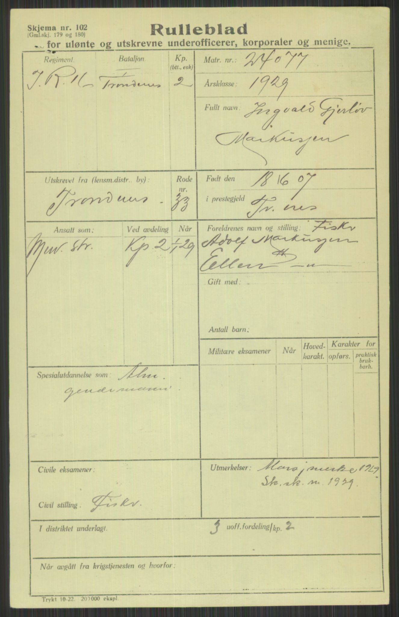 Forsvaret, Troms infanteriregiment nr. 16, AV/RA-RAFA-3146/P/Pa/L0013/0004: Rulleblad / Rulleblad for regimentets menige mannskaper, årsklasse 1929, 1929, p. 743