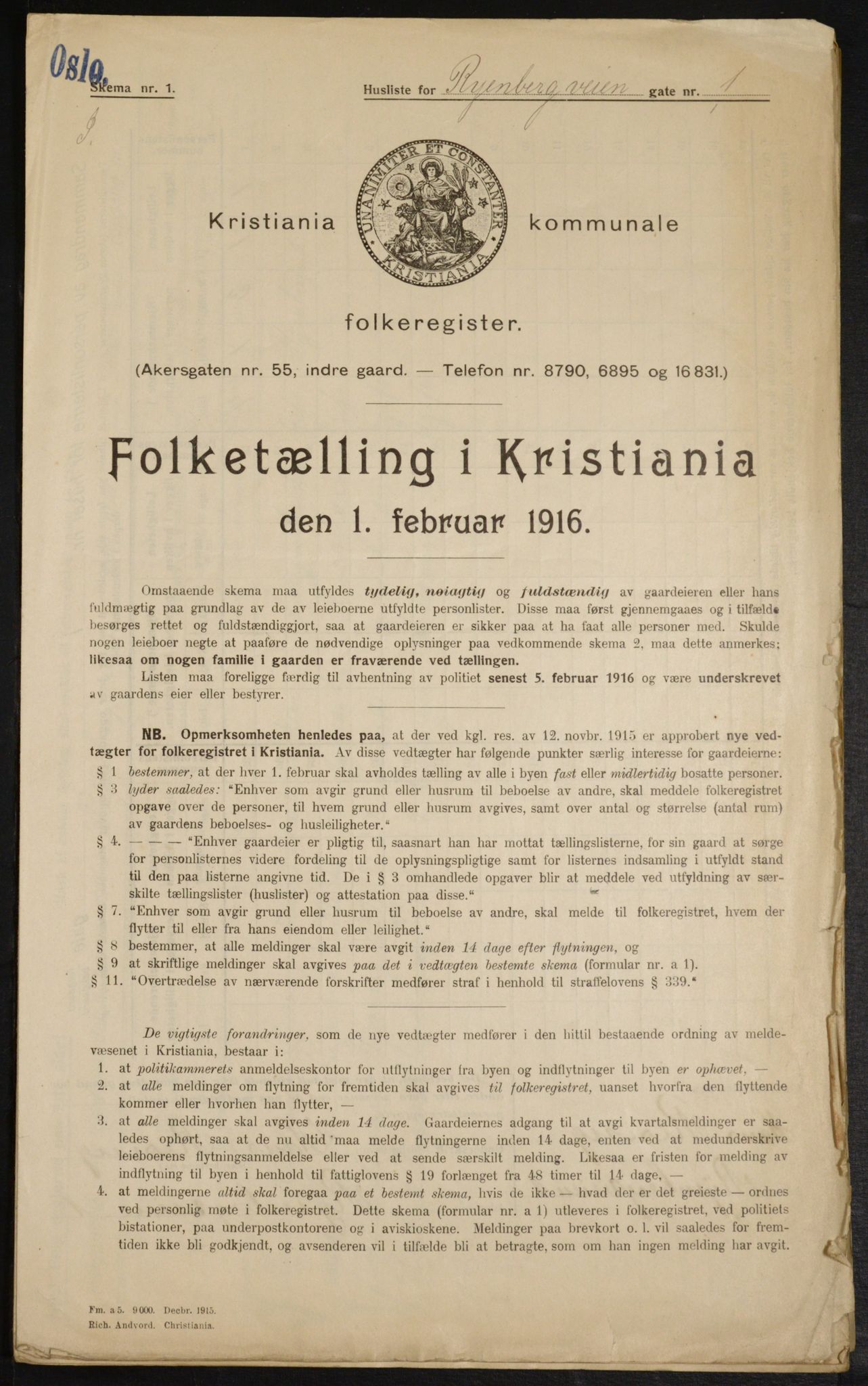 OBA, Municipal Census 1916 for Kristiania, 1916, p. 87882