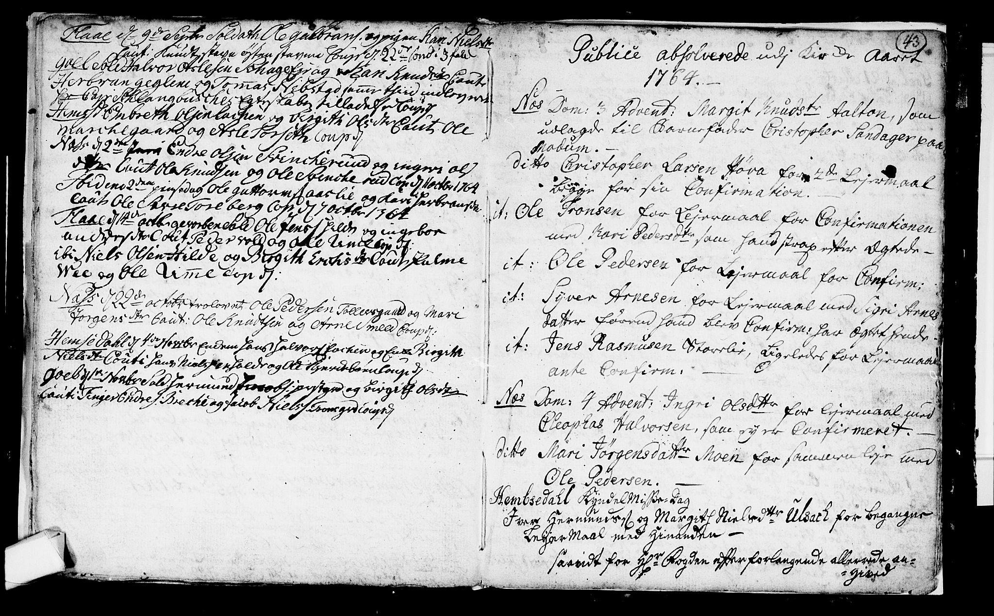 Nes kirkebøker, AV/SAKO-A-236/F/Fa/L0003: Parish register (official) no. 3, 1760-1764, p. 43