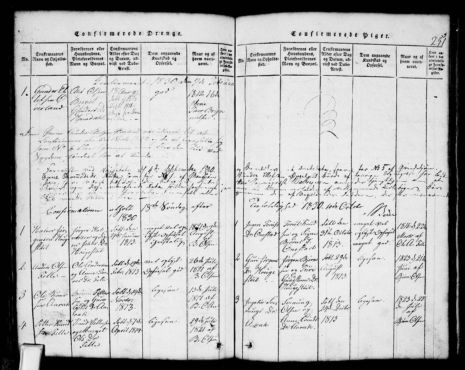 Nissedal kirkebøker, SAKO/A-288/G/Gb/L0001: Parish register (copy) no. II 1, 1814-1862, p. 251