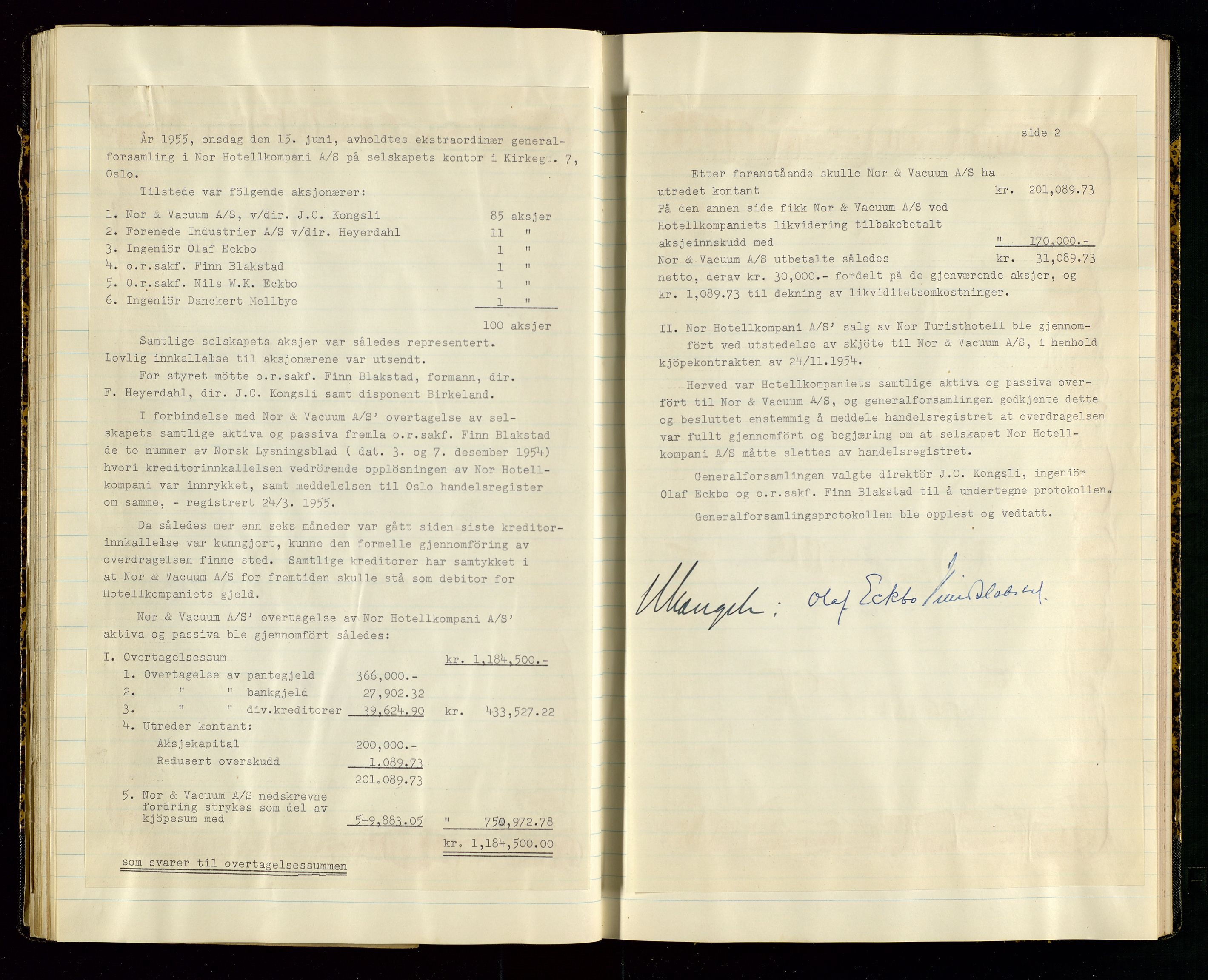 PA 1516 - Nor Hotellkompani A/S, SAST/A-101921/A/L0001: Referatprotokoll, 1948-1855, p. 43