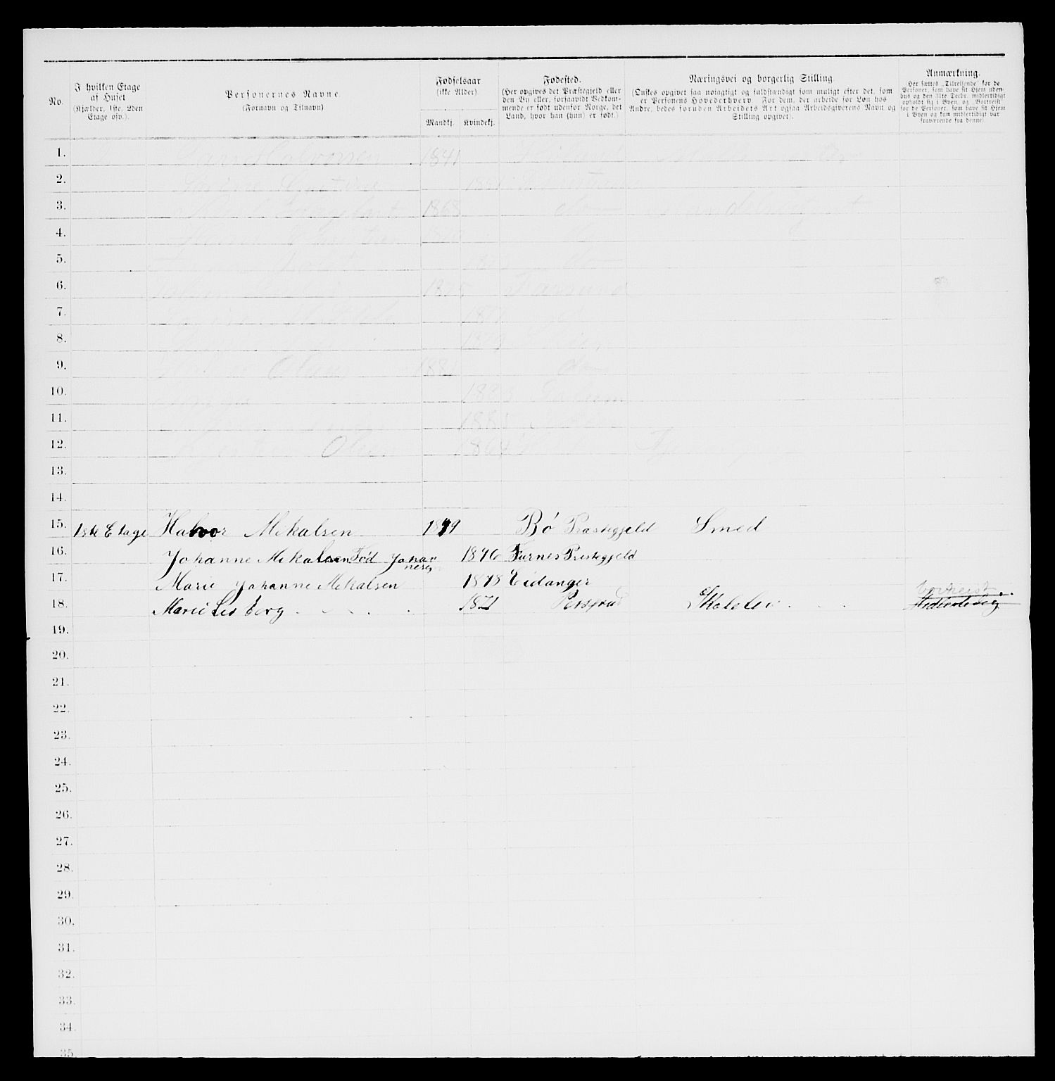 SAKO, 1885 census for 0806 Skien, 1885, p. 45