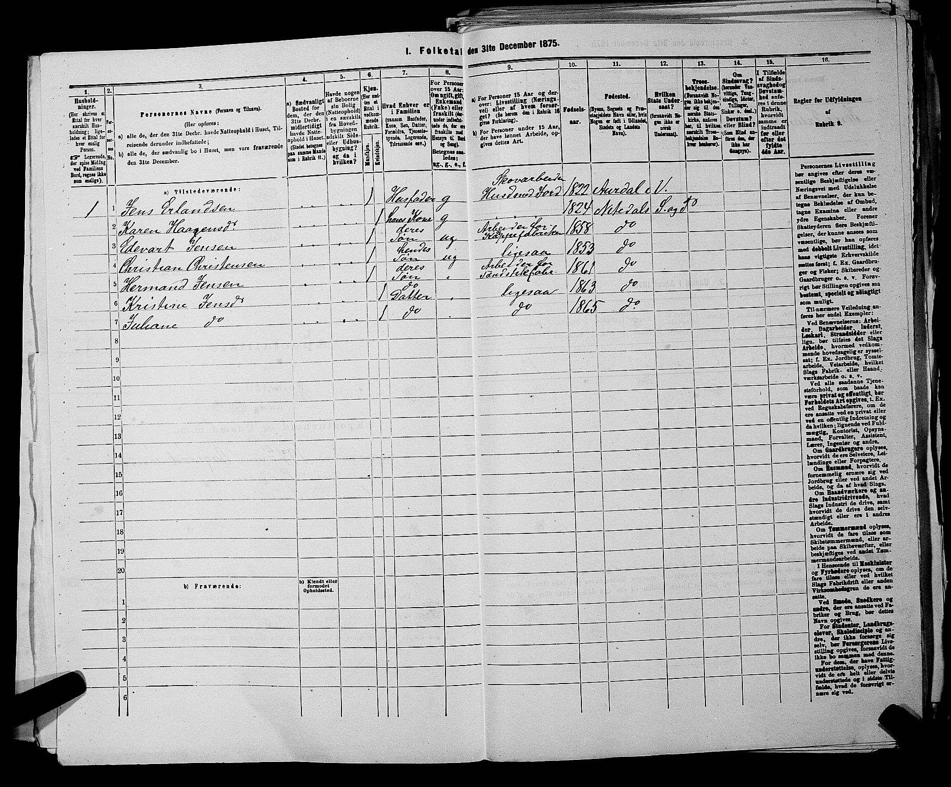 RA, 1875 census for 0233P Nittedal, 1875, p. 402