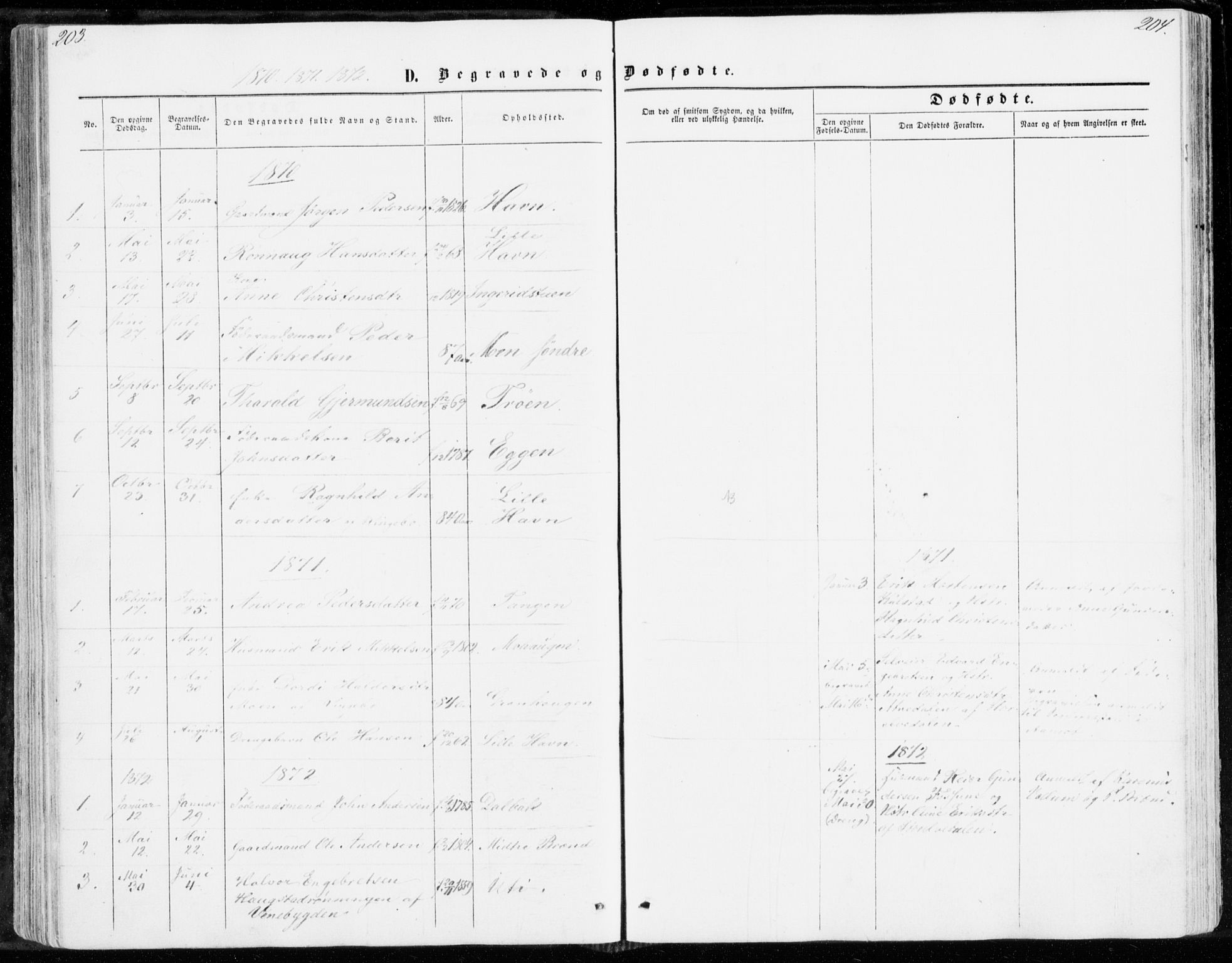 Sollia prestekontor, SAH/PREST-050/H/Ha/Haa/L0001: Parish register (official) no. 1, 1856-1885, p. 203-204