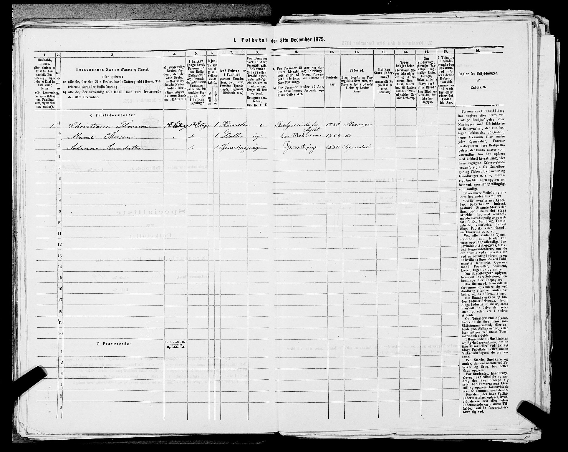 SAST, 1875 census for 1103 Stavanger, 1875, p. 2341