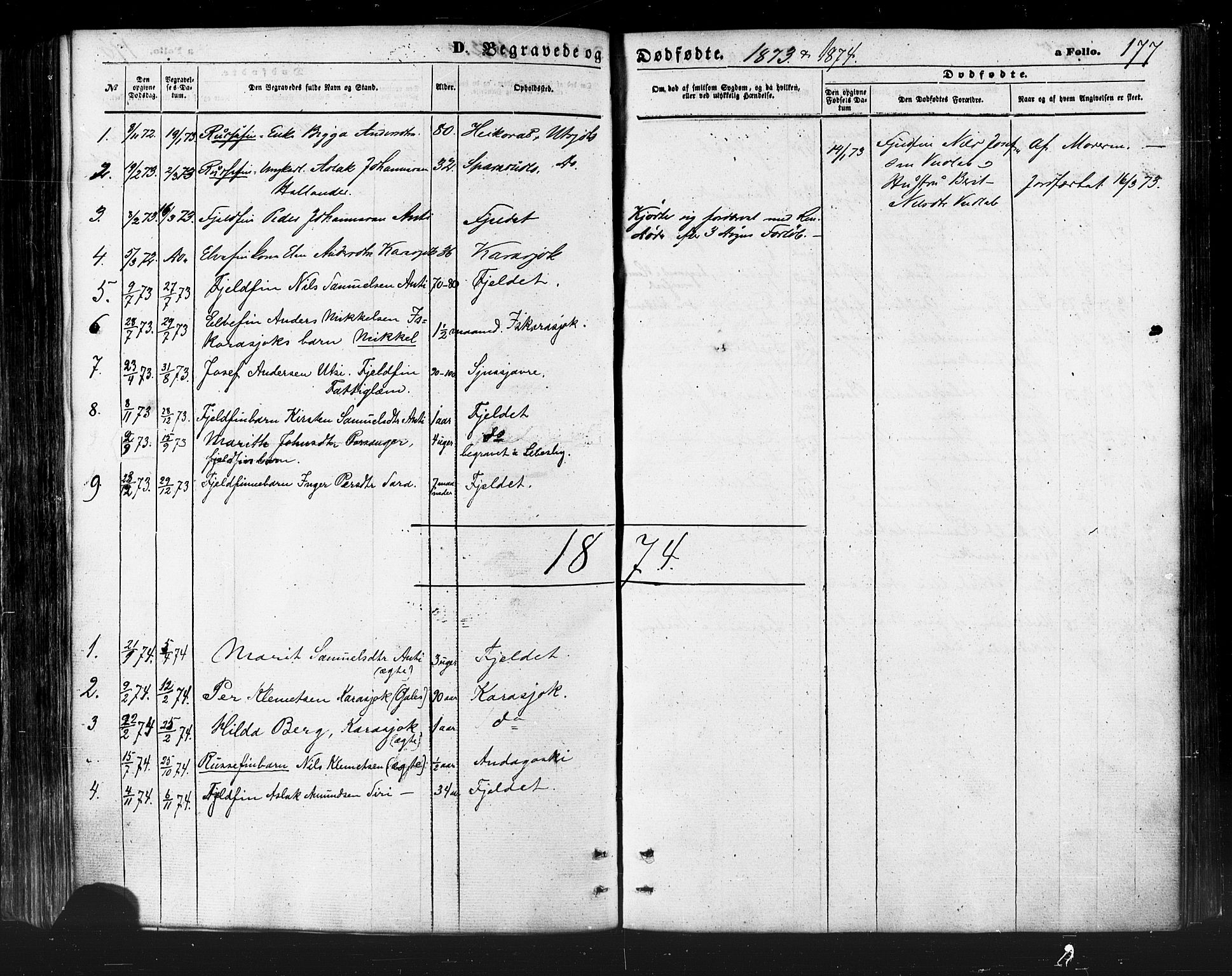 Karasjok sokneprestkontor, SATØ/S-1352/H/Ha/L0001kirke: Parish register (official) no. 1, 1872-1884, p. 177