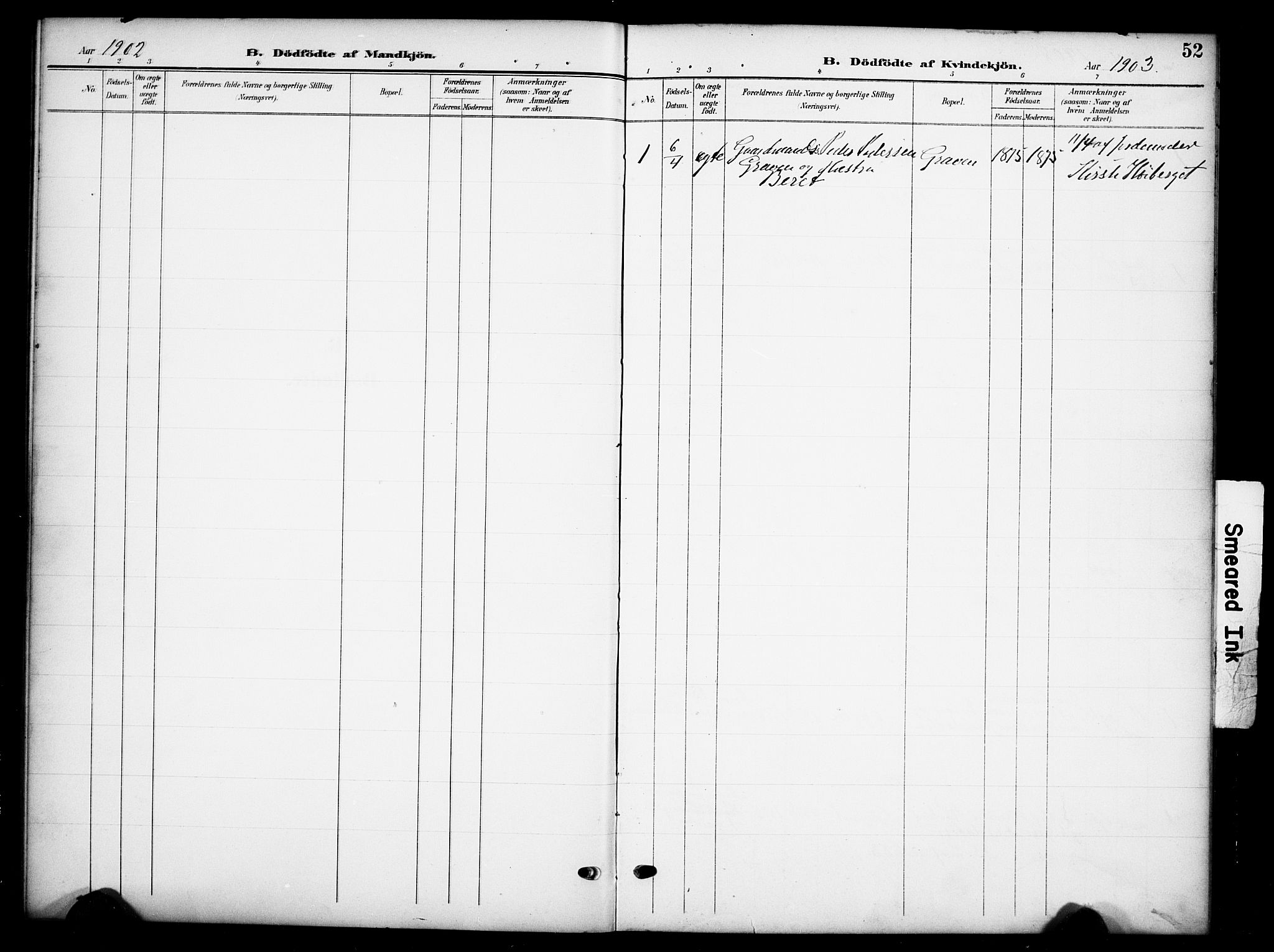 Tynset prestekontor, SAH/PREST-058/H/Ha/Hab/L0010: Parish register (copy) no. 10, 1902-1929, p. 52