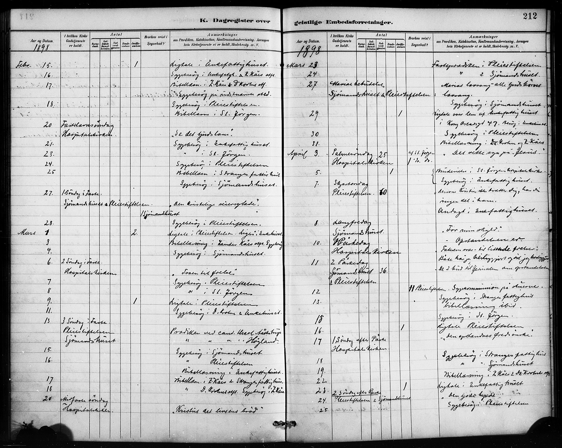 St. Jørgens hospital og Årstad sokneprestembete, AV/SAB-A-99934: Parish register (official) no. A 13, 1886-1906, p. 212