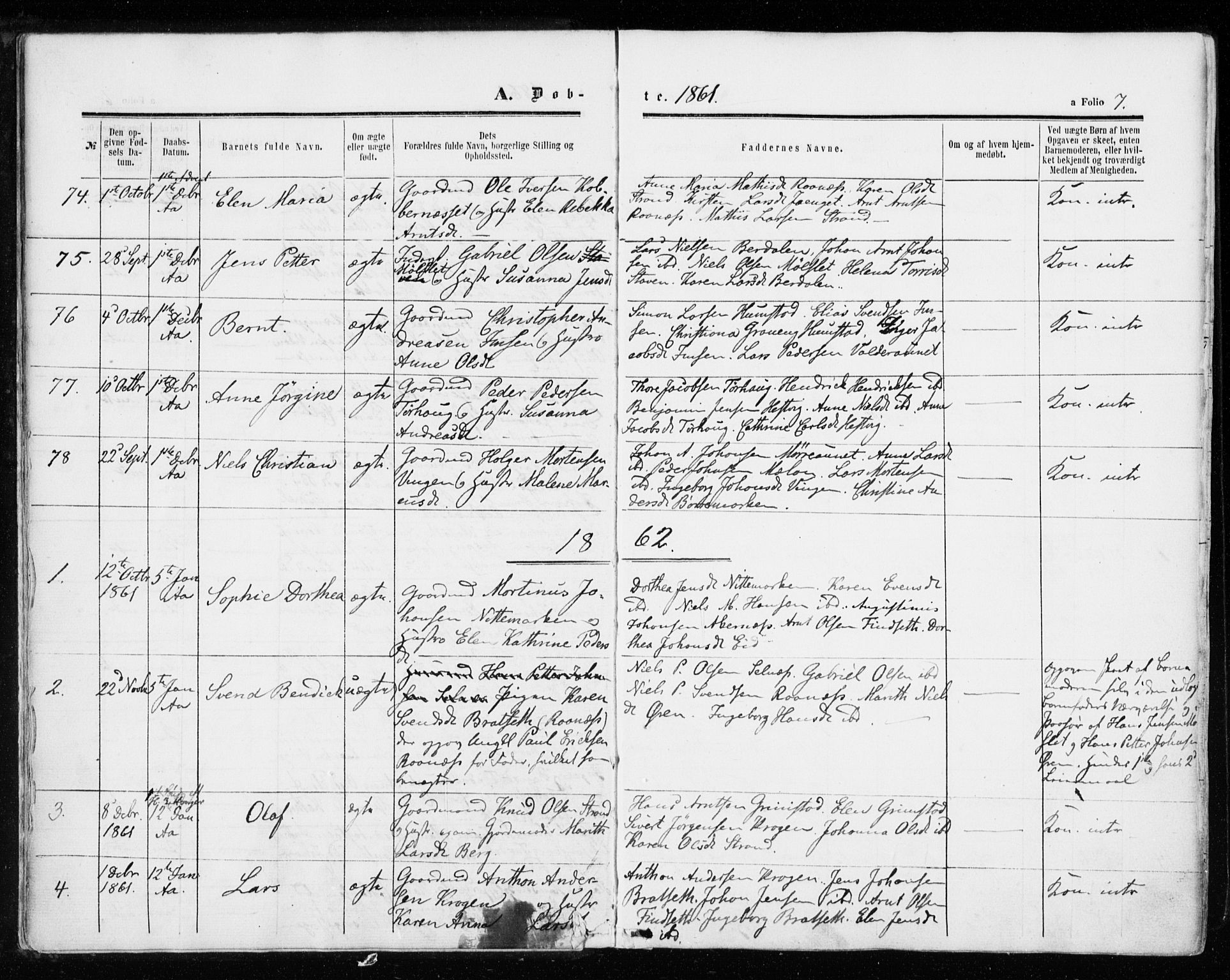Ministerialprotokoller, klokkerbøker og fødselsregistre - Sør-Trøndelag, SAT/A-1456/655/L0678: Parish register (official) no. 655A07, 1861-1873, p. 7