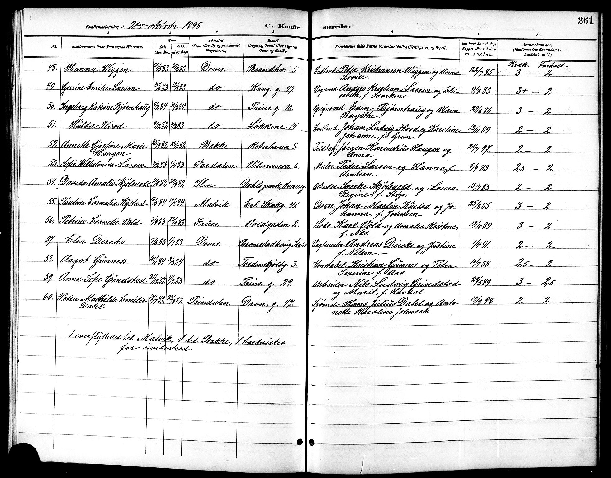 Ministerialprotokoller, klokkerbøker og fødselsregistre - Sør-Trøndelag, AV/SAT-A-1456/601/L0094: Parish register (copy) no. 601C12, 1898-1911, p. 261