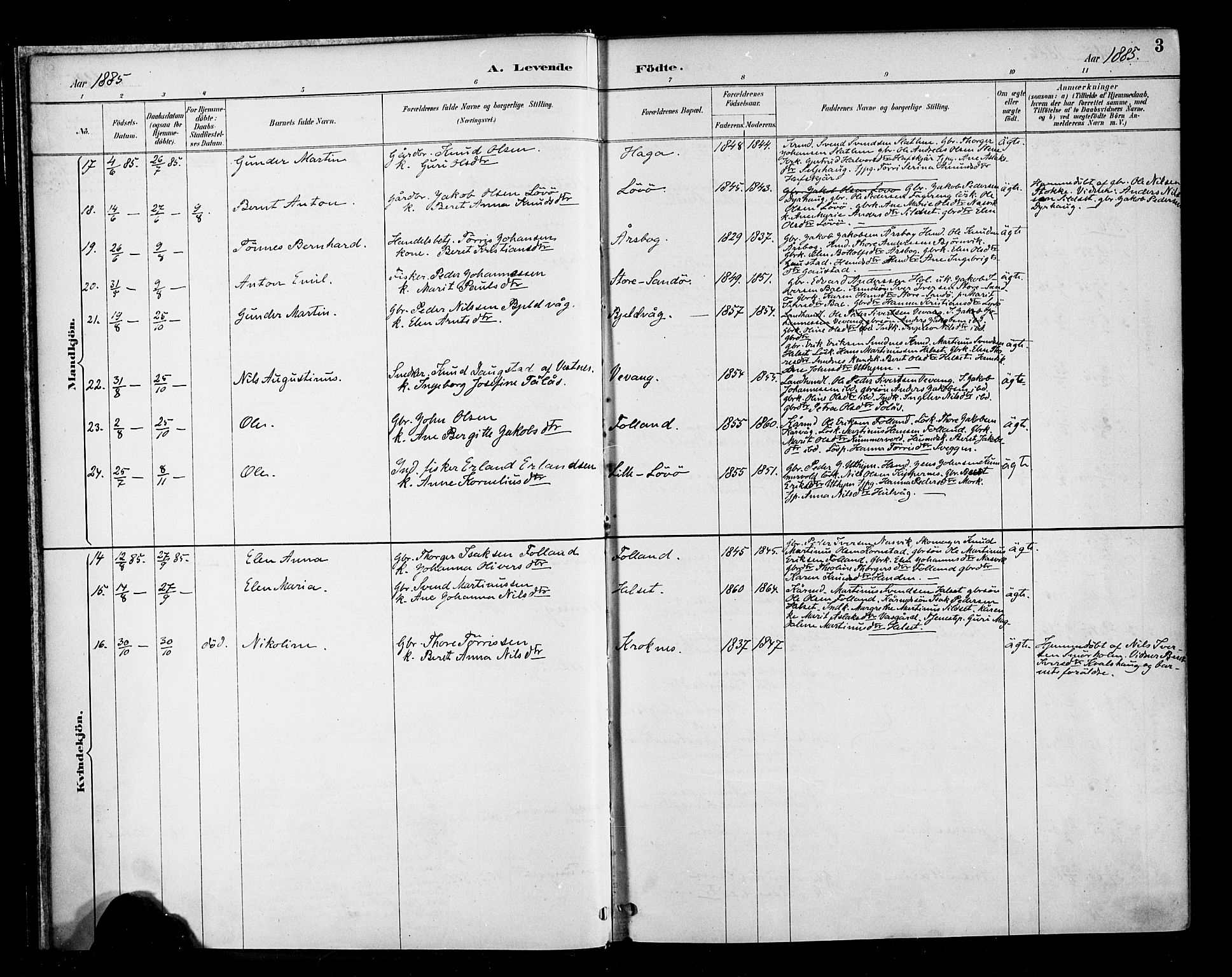 Ministerialprotokoller, klokkerbøker og fødselsregistre - Møre og Romsdal, AV/SAT-A-1454/570/L0832: Parish register (official) no. 570A06, 1885-1900, p. 3