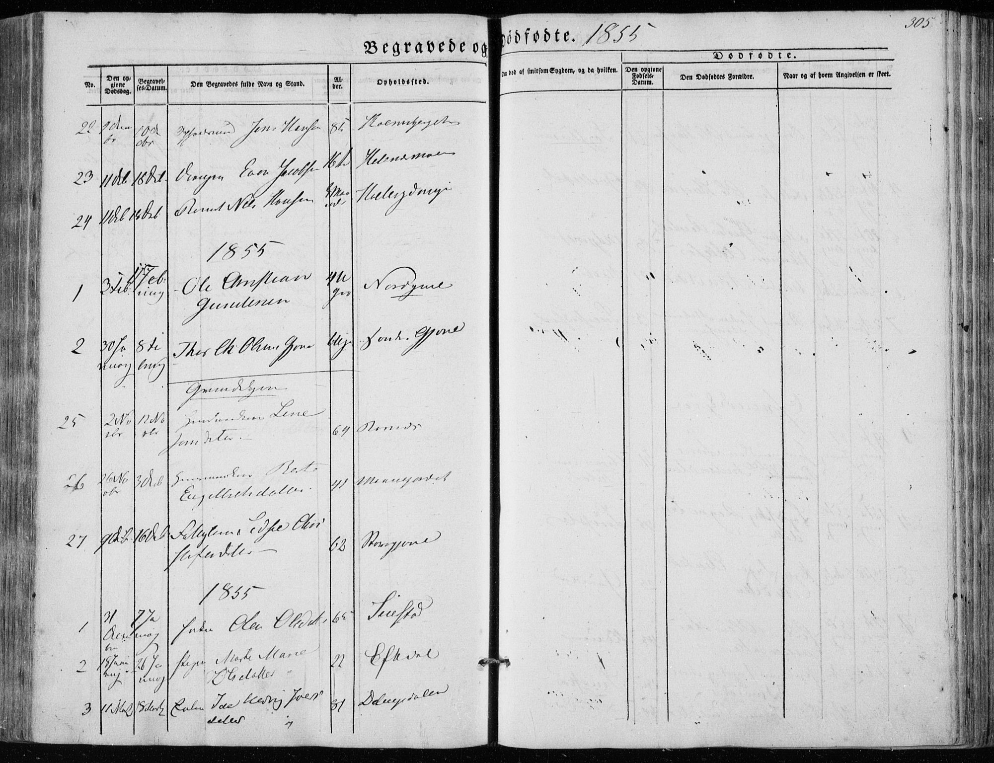 Hedrum kirkebøker, AV/SAKO-A-344/F/Fa/L0006: Parish register (official) no. I 6, 1849-1857, p. 305