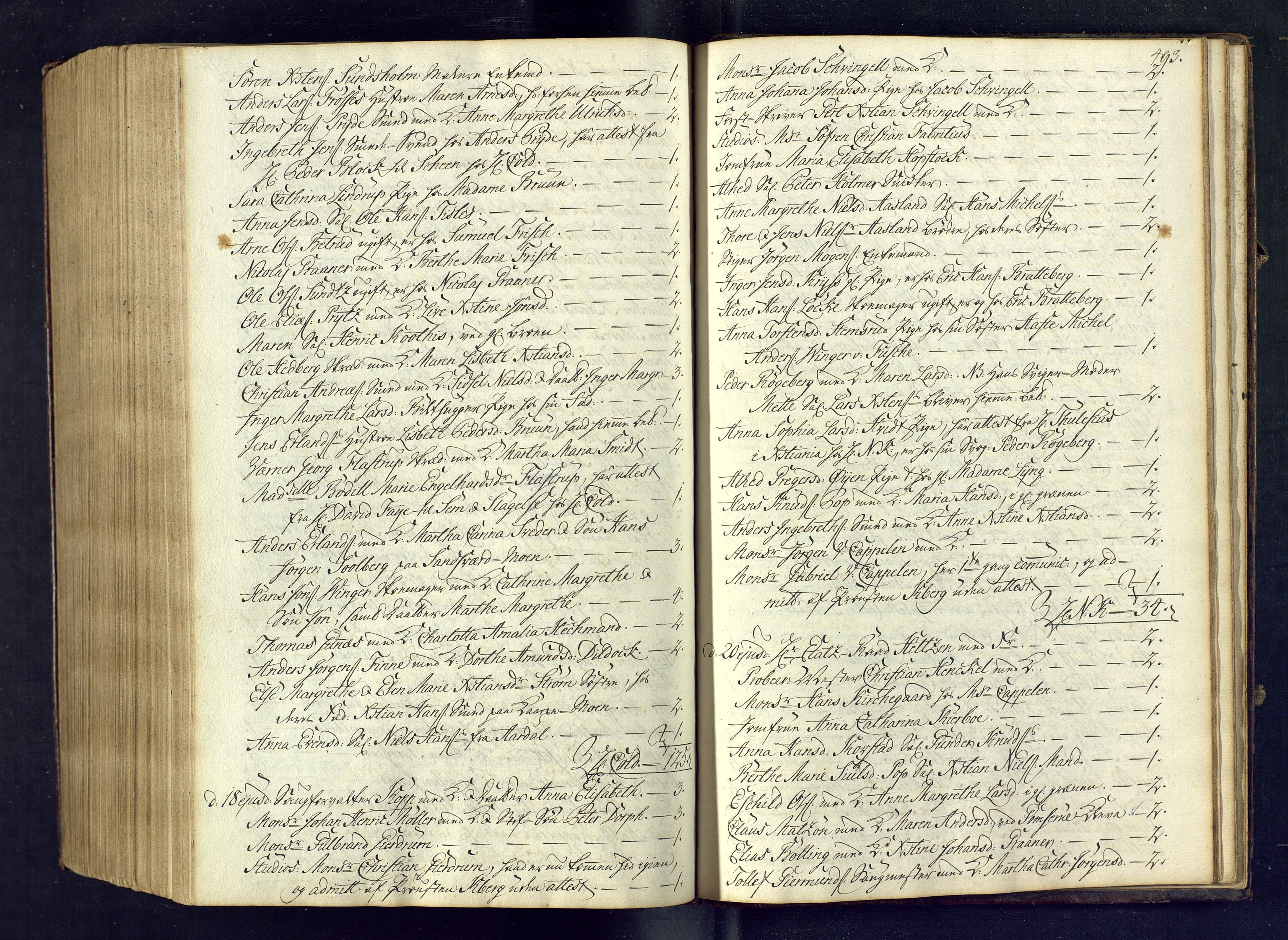 Kongsberg kirkebøker, SAKO/A-22/M/Ma/L0005: Communicants register no. 5, 1755-1761, p. 493