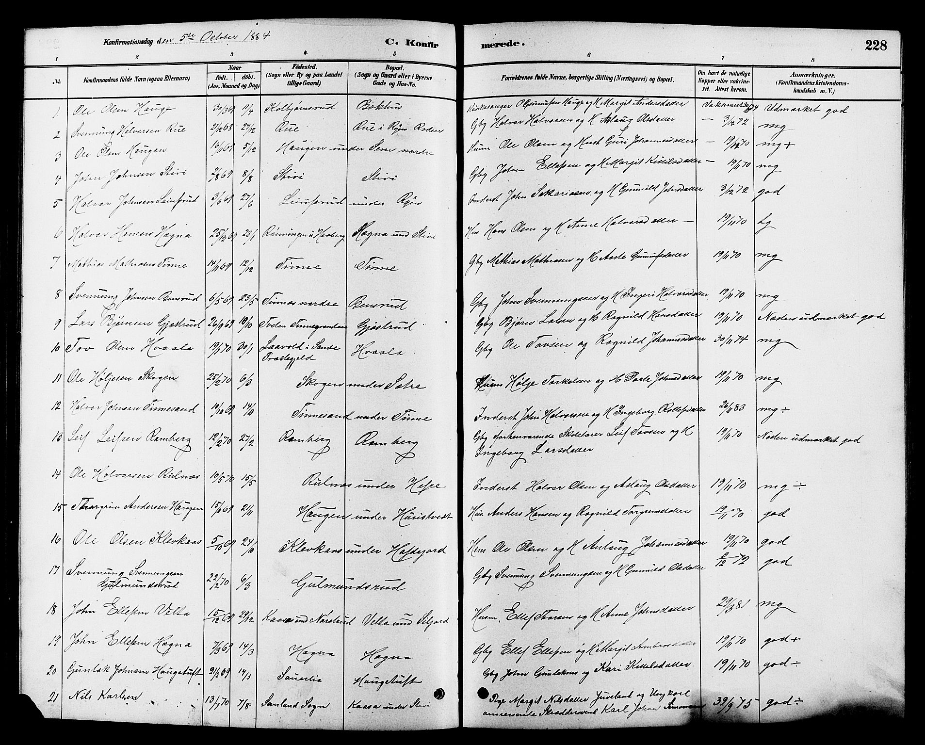 Heddal kirkebøker, SAKO/A-268/G/Ga/L0002: Parish register (copy) no. I 2, 1879-1908, p. 228
