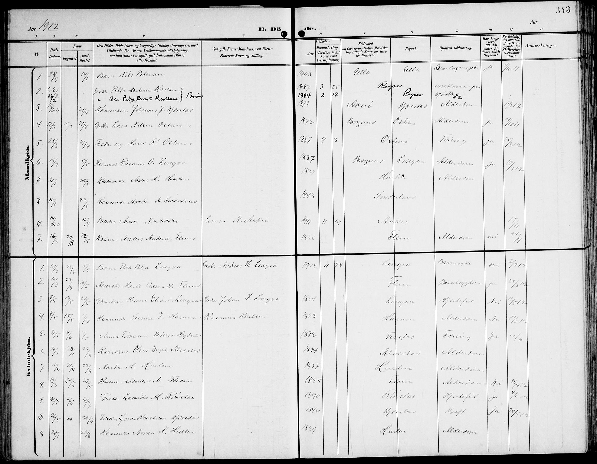 Ministerialprotokoller, klokkerbøker og fødselsregistre - Møre og Romsdal, AV/SAT-A-1454/536/L0511: Parish register (copy) no. 536C06, 1899-1944, p. 343