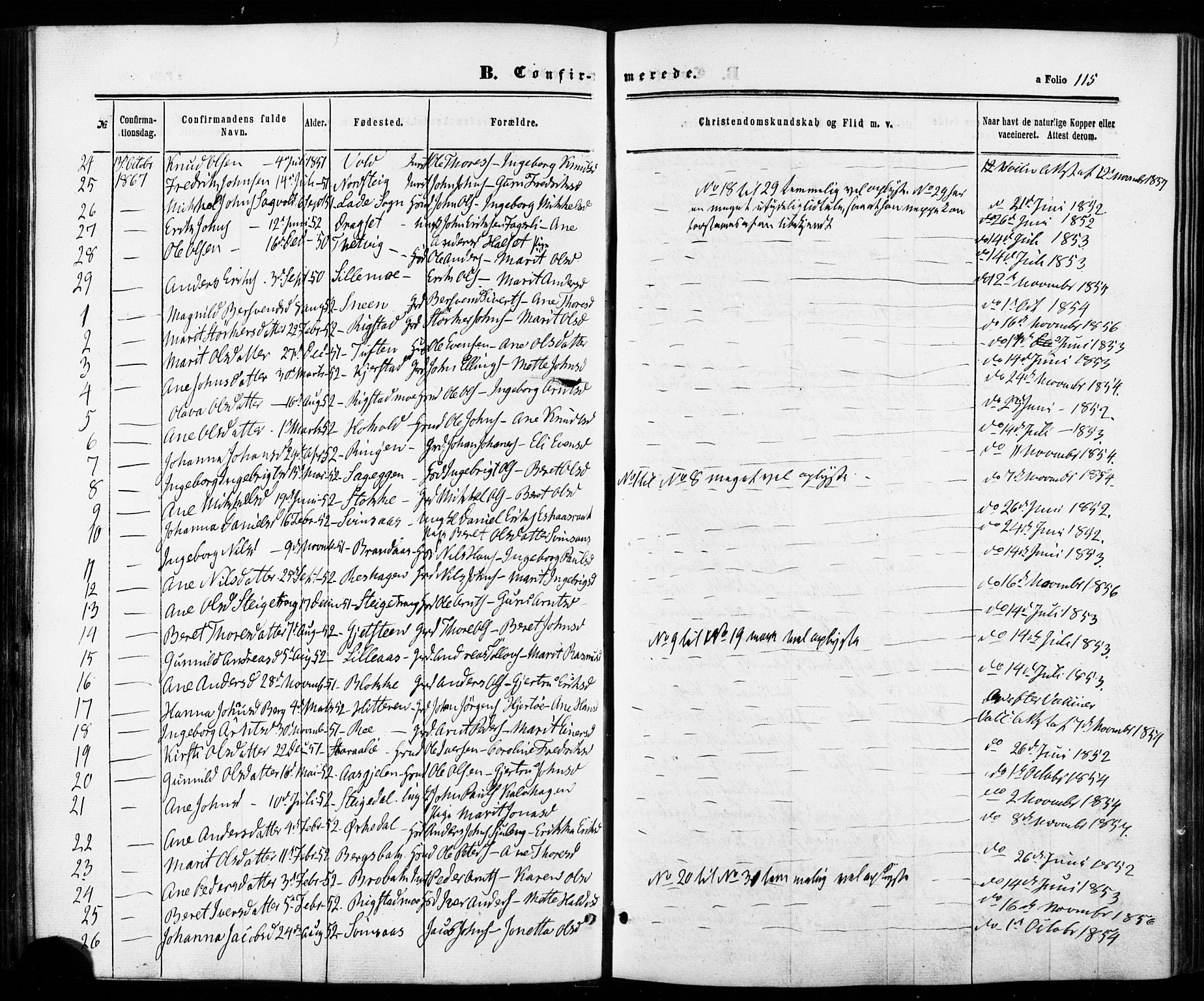 Ministerialprotokoller, klokkerbøker og fødselsregistre - Sør-Trøndelag, SAT/A-1456/672/L0856: Parish register (official) no. 672A08, 1861-1881, p. 115