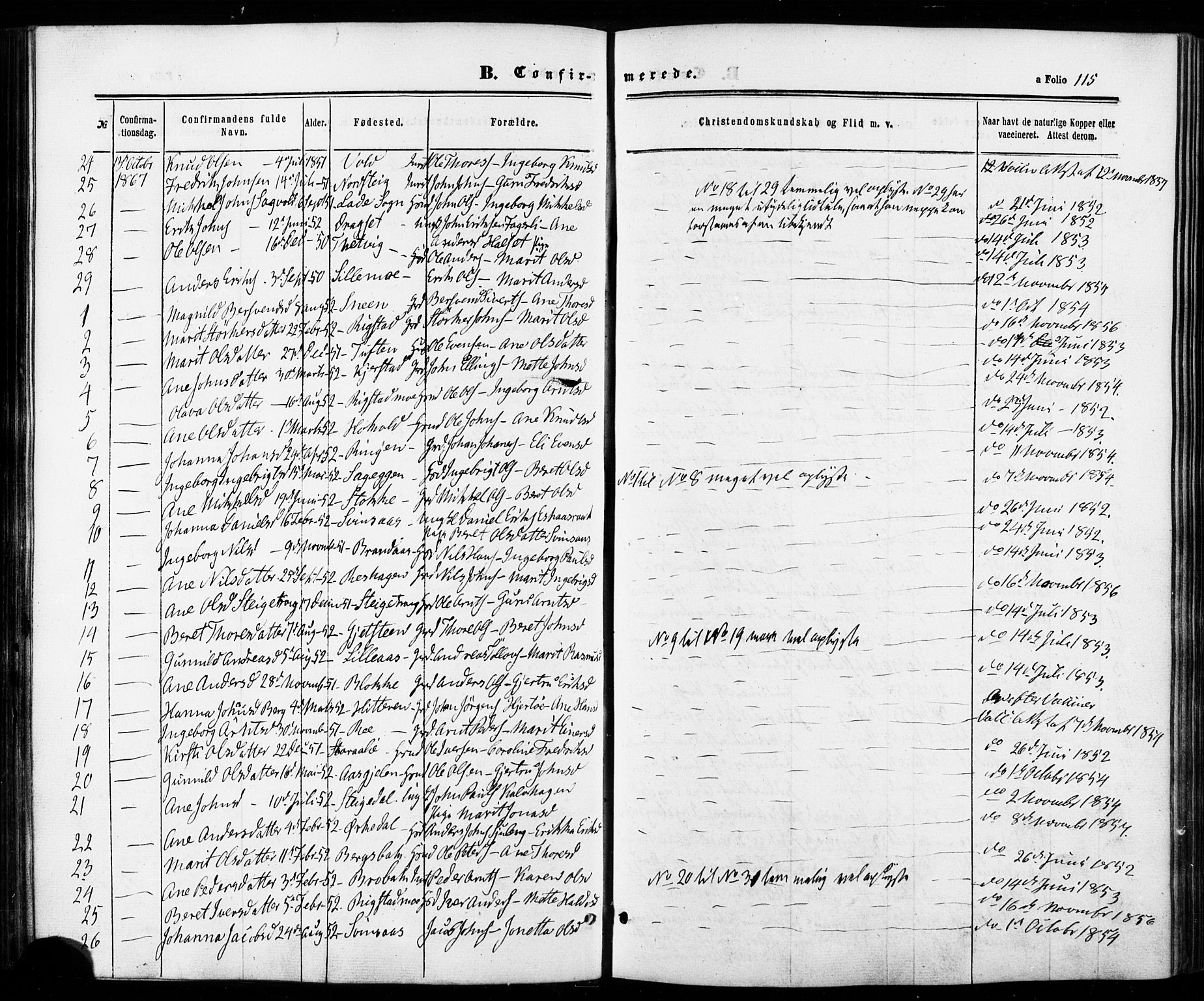 Ministerialprotokoller, klokkerbøker og fødselsregistre - Sør-Trøndelag, AV/SAT-A-1456/672/L0856: Parish register (official) no. 672A08, 1861-1881, p. 115