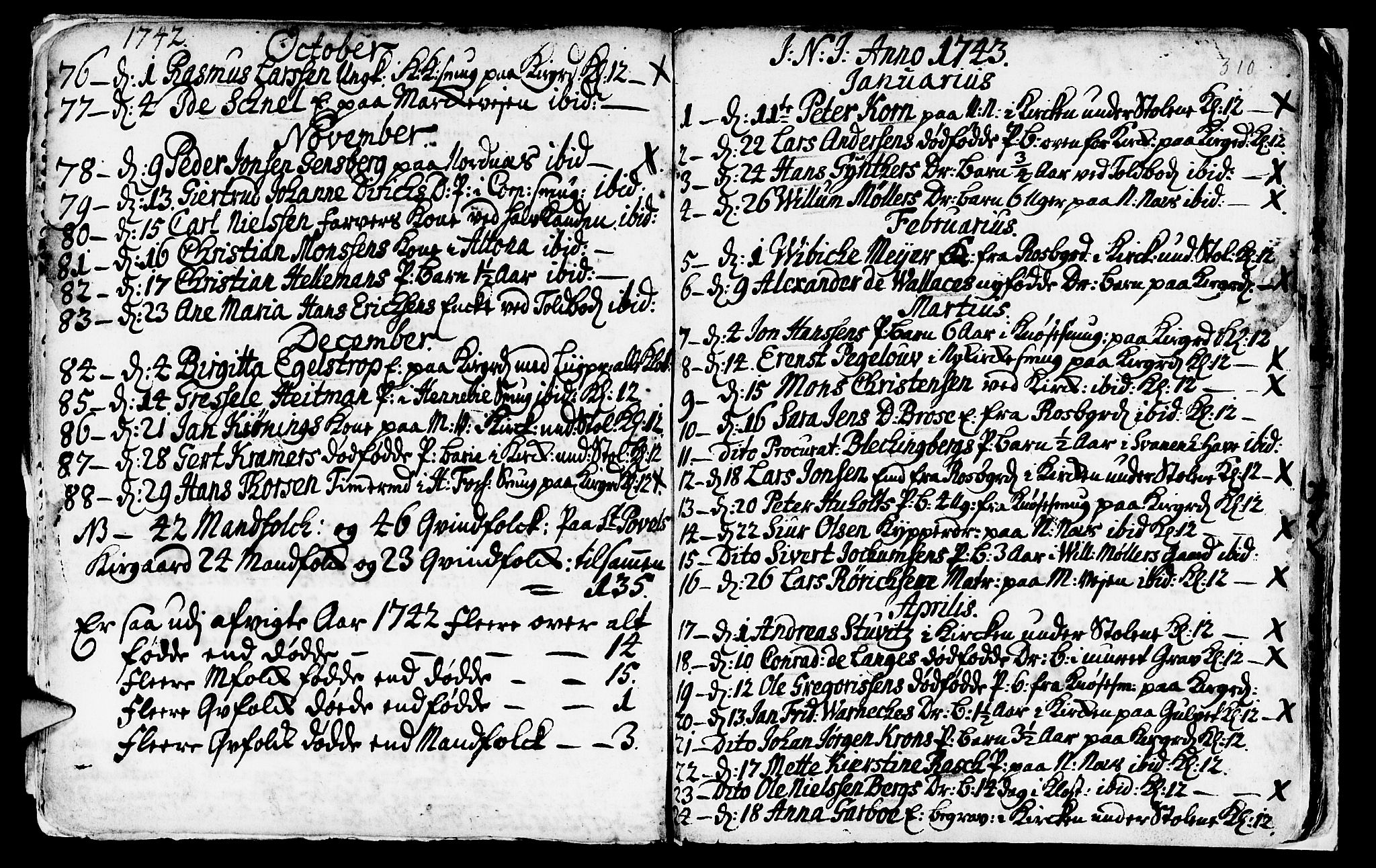 Nykirken Sokneprestembete, SAB/A-77101/H/Haa/L0009: Parish register (official) no. A 9, 1689-1759, p. 310