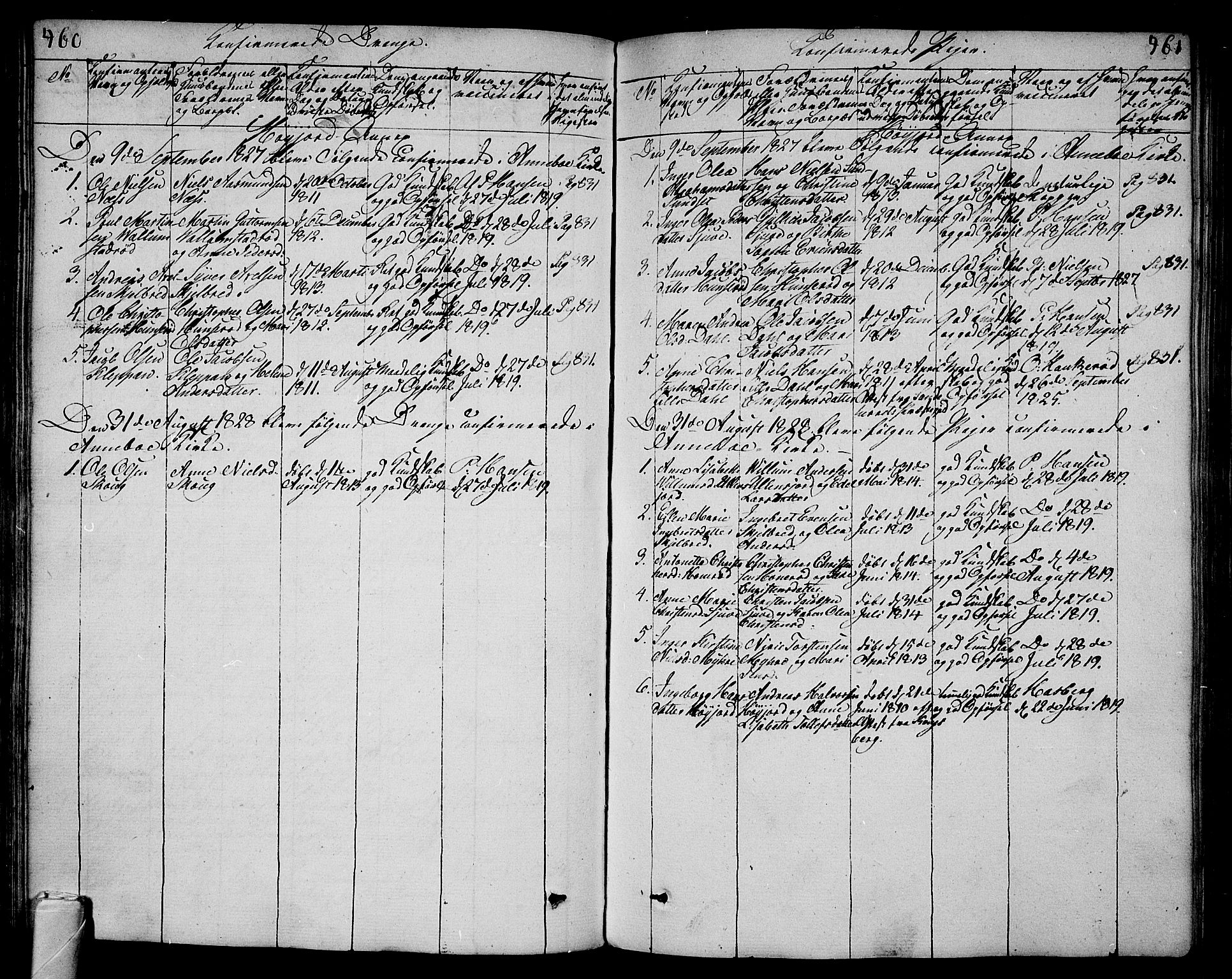 Andebu kirkebøker, AV/SAKO-A-336/F/Fa/L0003: Parish register (official) no. 3 /2, 1815-1828, p. 460-461