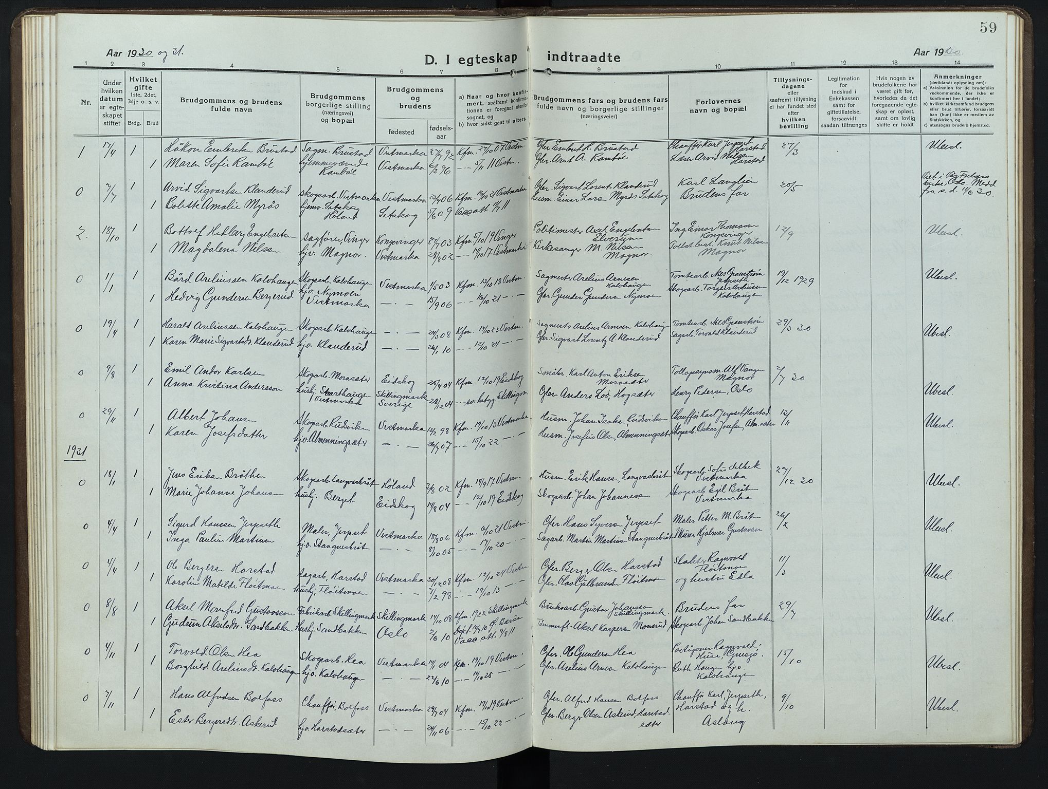 Eidskog prestekontor, SAH/PREST-026/H/Ha/Hab/L0006: Parish register (copy) no. 6, 1917-1952, p. 59