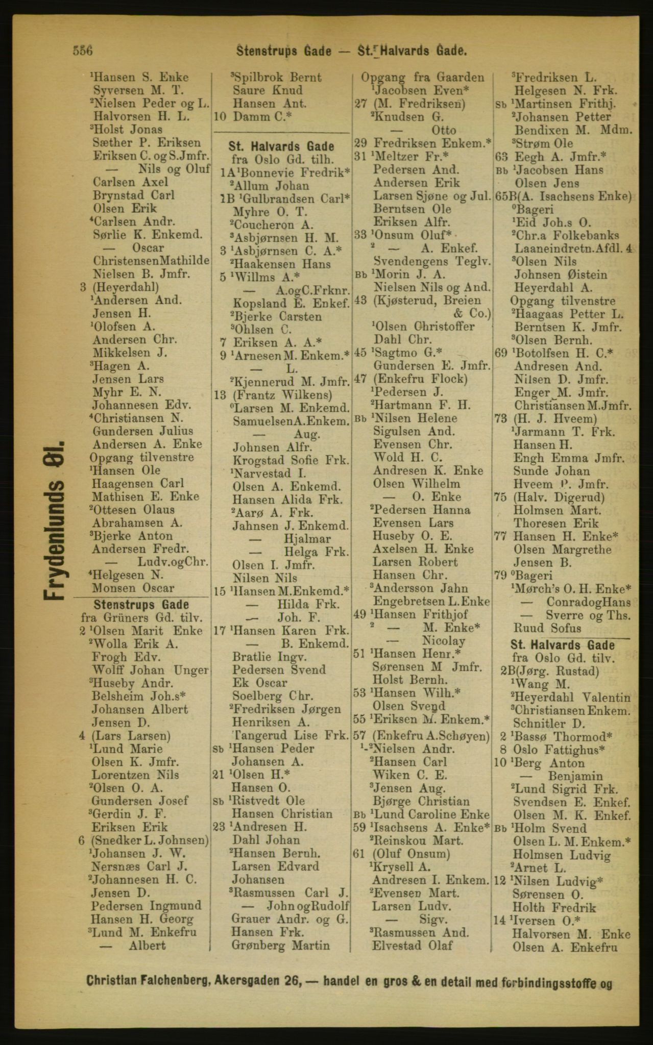 Kristiania/Oslo adressebok, PUBL/-, 1889, p. 556