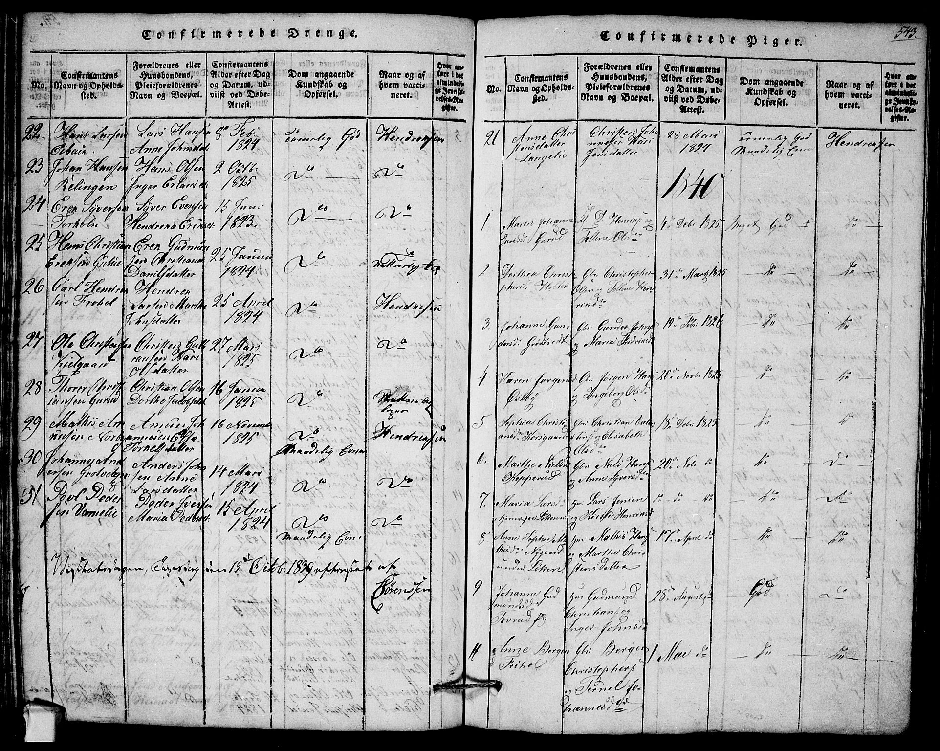 Askim prestekontor Kirkebøker, AV/SAO-A-10900/G/Ga/L0001: Parish register (copy) no. 1, 1817-1846, p. 542-543