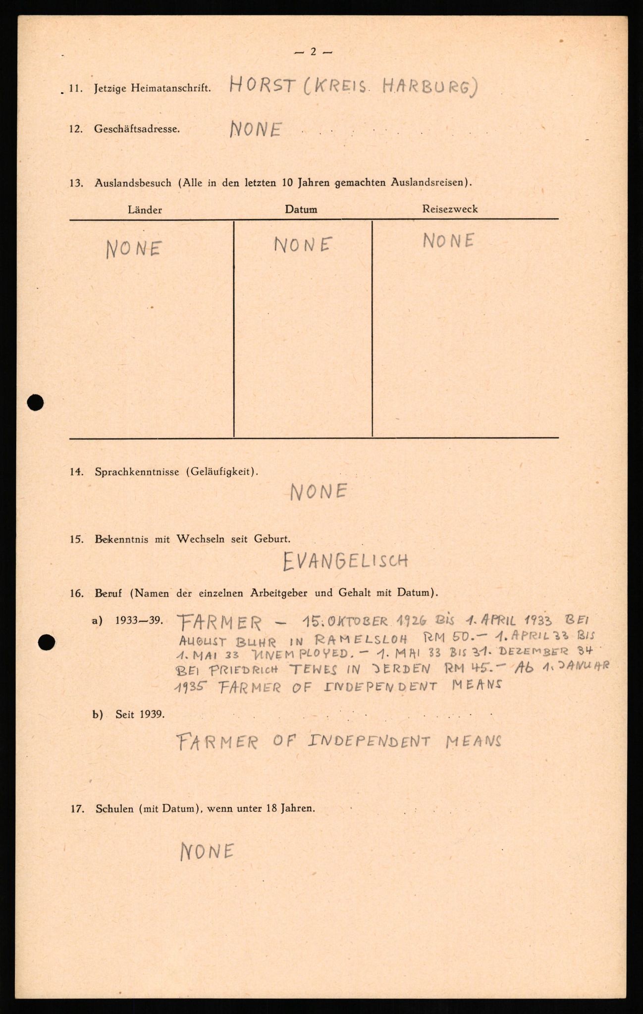 Forsvaret, Forsvarets overkommando II, AV/RA-RAFA-3915/D/Db/L0021: CI Questionaires. Tyske okkupasjonsstyrker i Norge. Tyskere., 1945-1946, p. 215