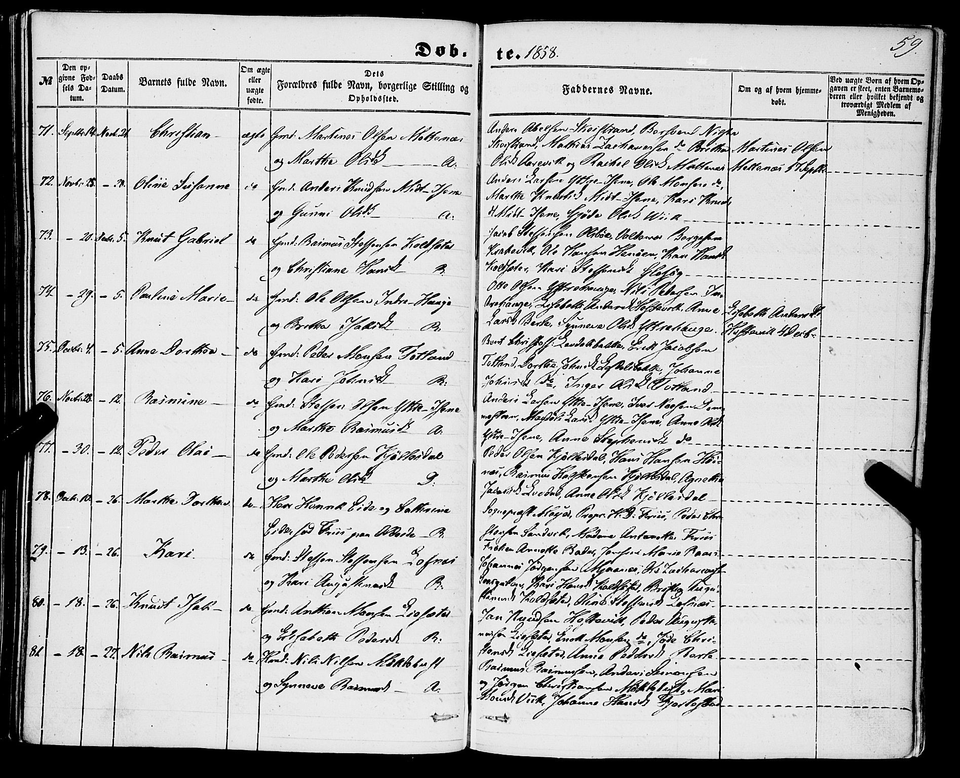Davik sokneprestembete, AV/SAB-A-79701/H/Haa/Haaa/L0005: Parish register (official) no. A 5, 1850-1866, p. 59