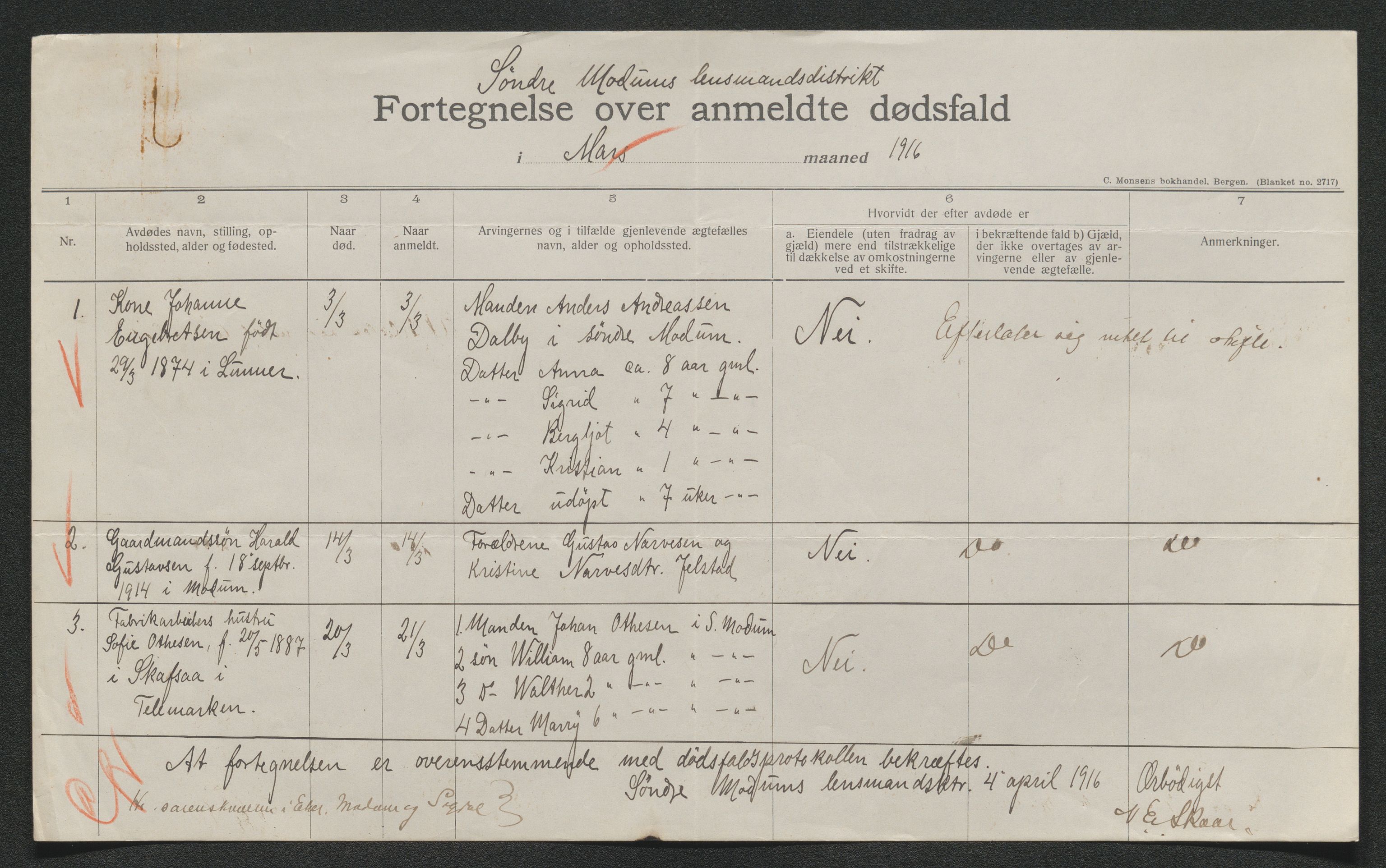 Eiker, Modum og Sigdal sorenskriveri, AV/SAKO-A-123/H/Ha/Hab/L0038: Dødsfallsmeldinger, 1916-1917, p. 403