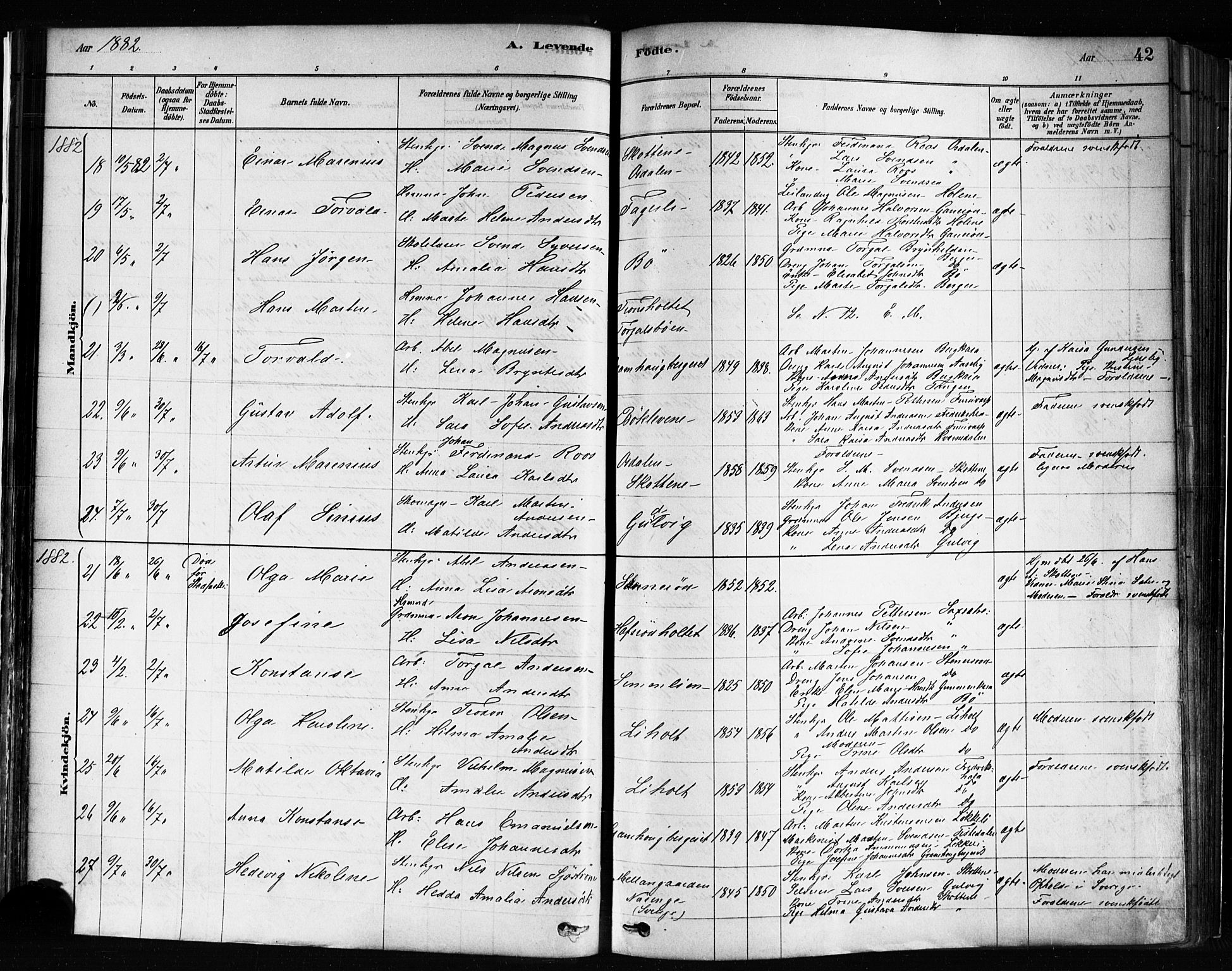 Idd prestekontor Kirkebøker, AV/SAO-A-10911/F/Fc/L0006a: Parish register (official) no. III 6A, 1878-1903, p. 42