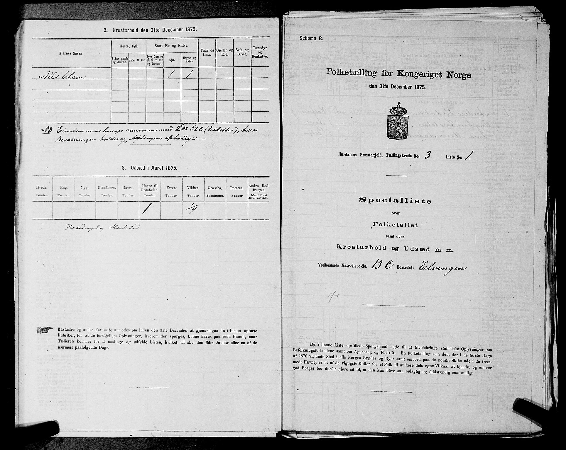 RA, 1875 census for 0239P Hurdal, 1875, p. 468