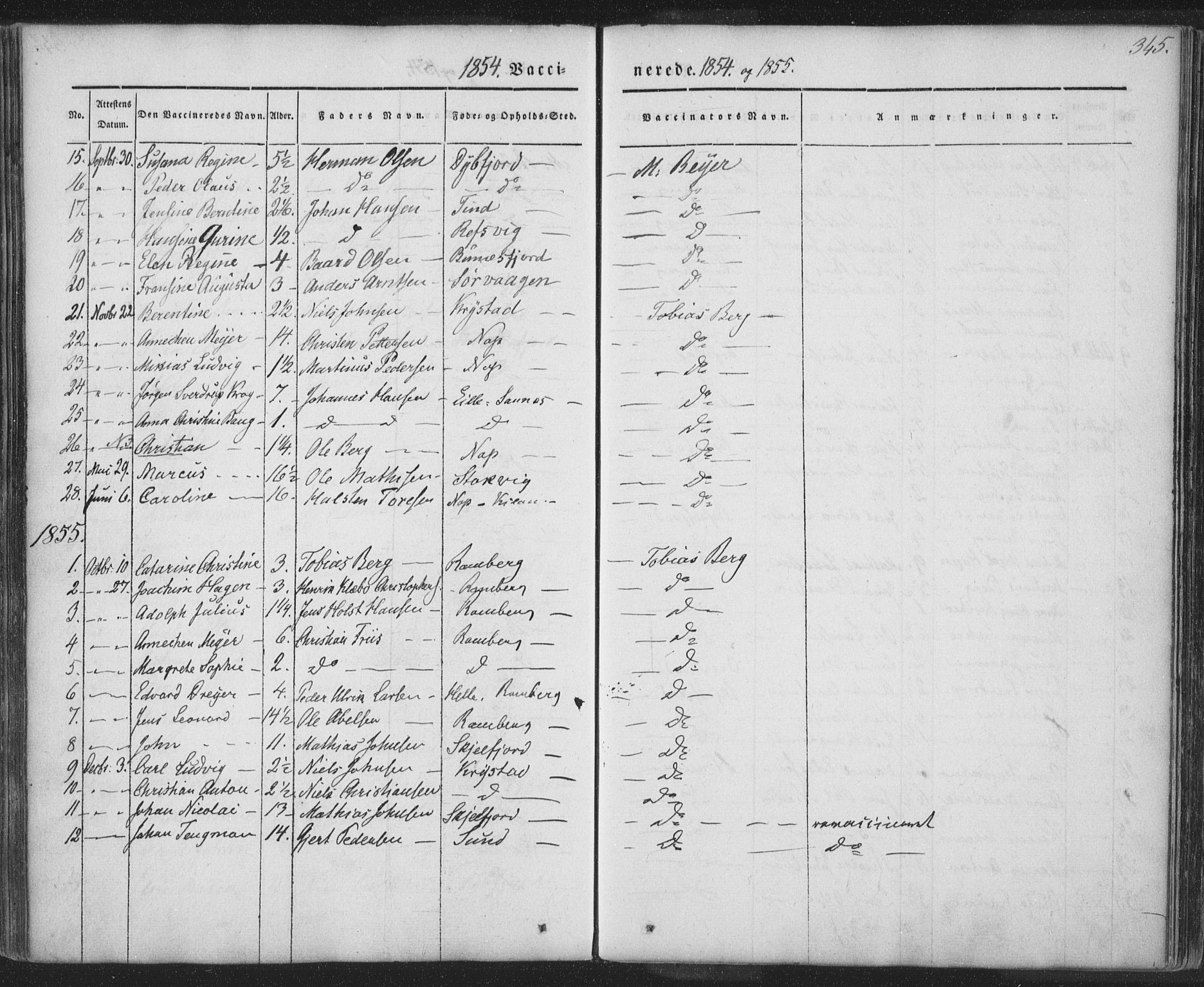 Ministerialprotokoller, klokkerbøker og fødselsregistre - Nordland, AV/SAT-A-1459/885/L1202: Parish register (official) no. 885A03, 1838-1859, p. 345