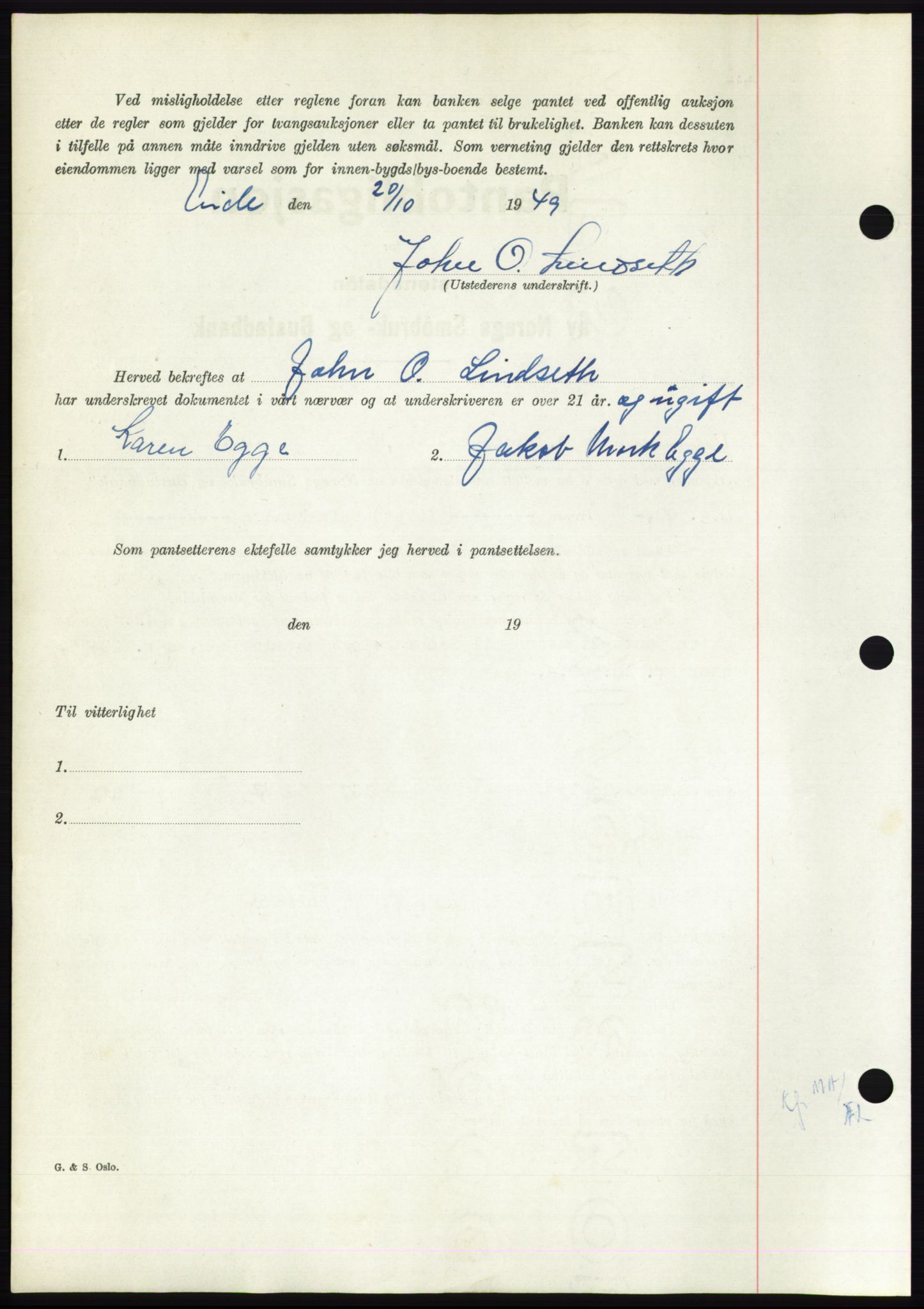 Nordmøre sorenskriveri, AV/SAT-A-4132/1/2/2Ca: Mortgage book no. B102, 1949-1949, Diary no: : 2954/1949