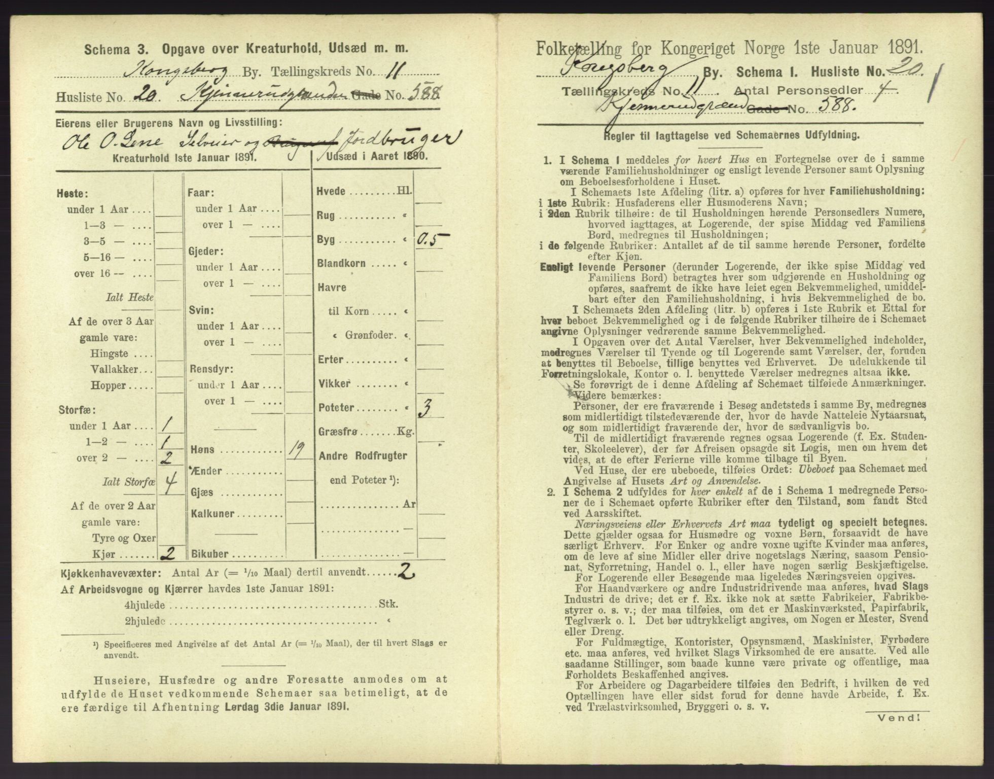 RA, 1891 census for 0604 Kongsberg, 1891, p. 1491