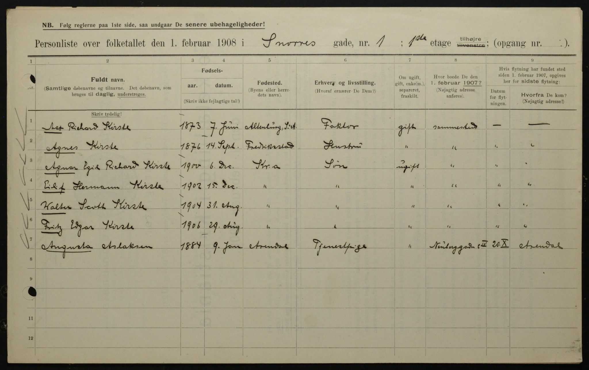 OBA, Municipal Census 1908 for Kristiania, 1908, p. 88285