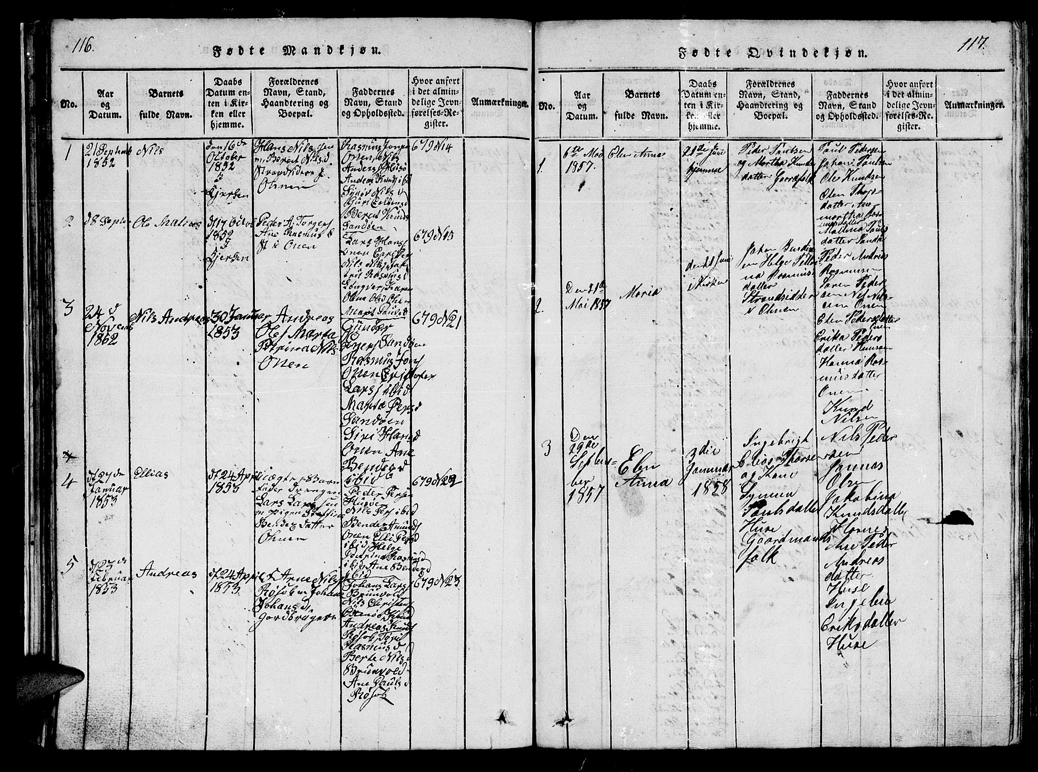 Ministerialprotokoller, klokkerbøker og fødselsregistre - Møre og Romsdal, AV/SAT-A-1454/561/L0731: Parish register (copy) no. 561C01, 1817-1867, p. 116-117