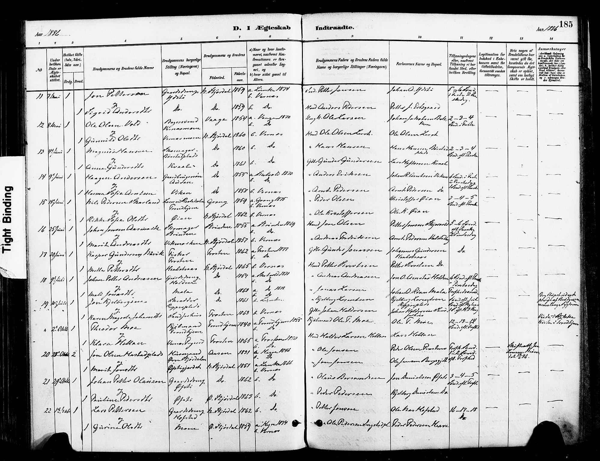 Ministerialprotokoller, klokkerbøker og fødselsregistre - Nord-Trøndelag, SAT/A-1458/709/L0077: Parish register (official) no. 709A17, 1880-1895, p. 185