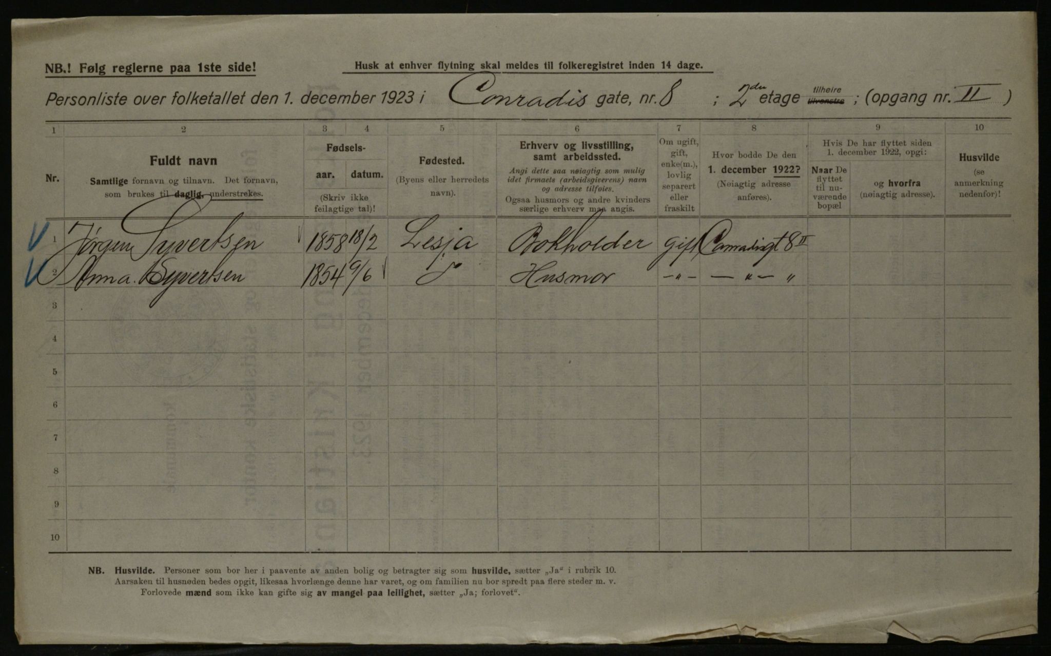 OBA, Municipal Census 1923 for Kristiania, 1923, p. 15426