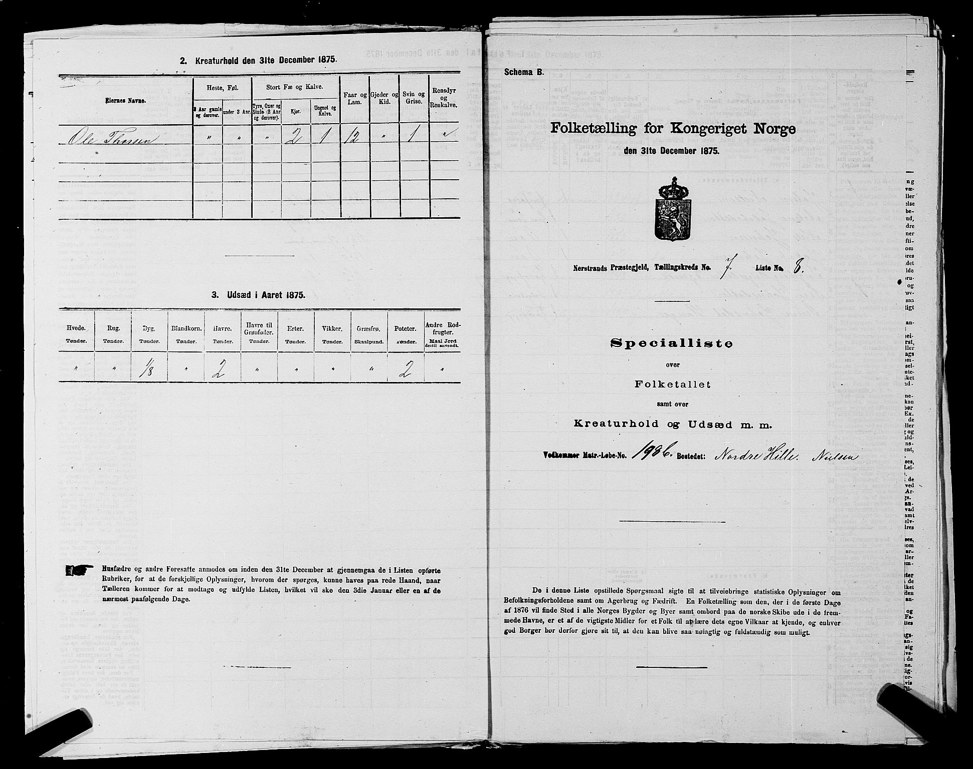 SAST, 1875 census for 1139P Nedstrand, 1875, p. 794