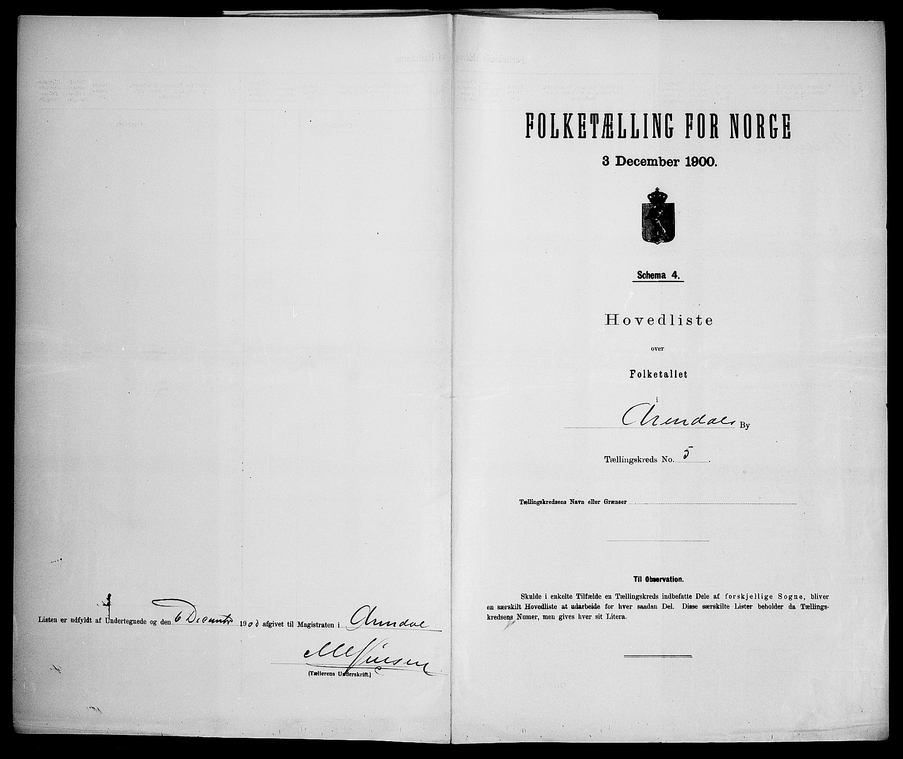 SAK, 1900 census for Arendal, 1900, p. 35