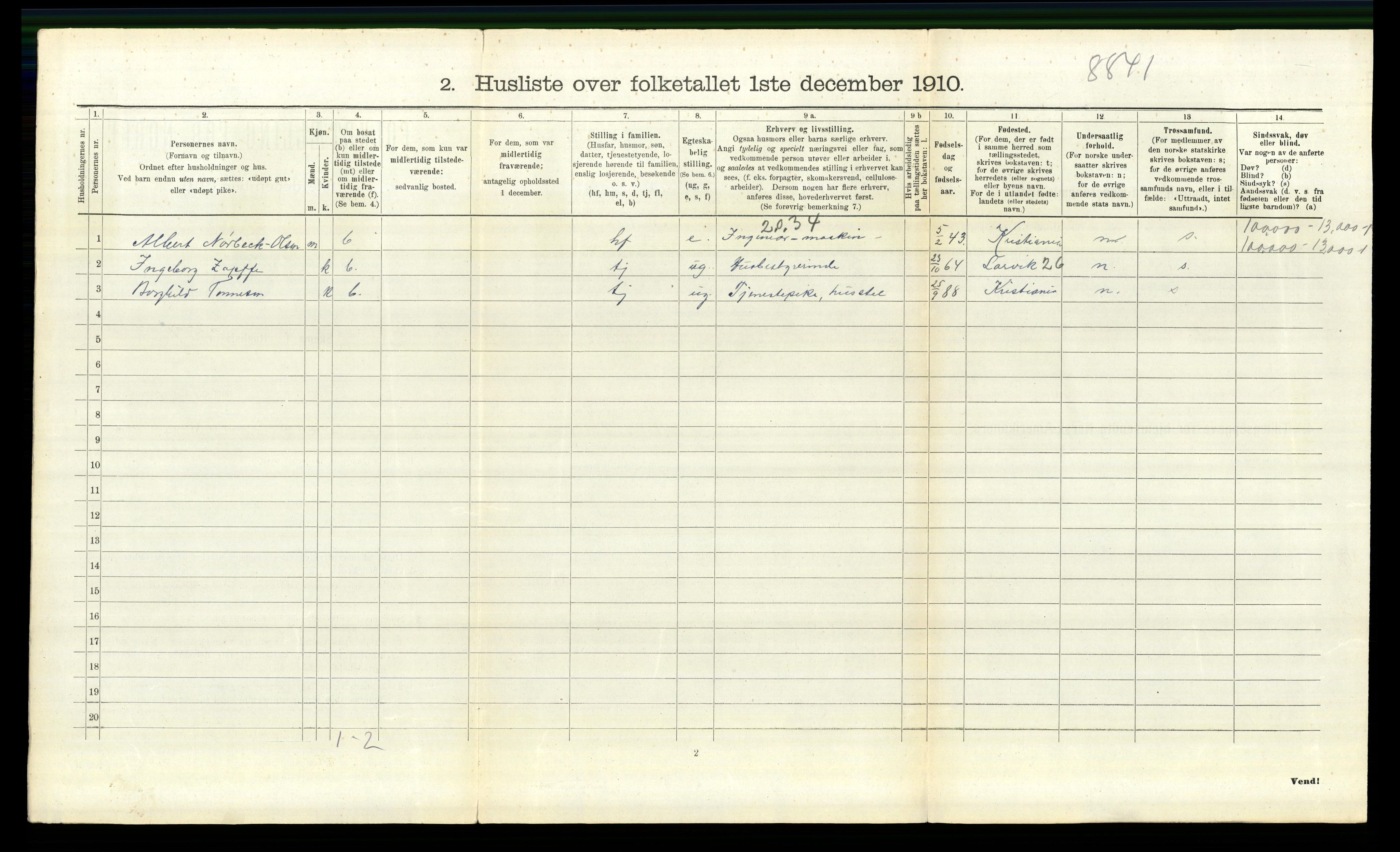 RA, 1910 census for Bærum, 1910, p. 2126