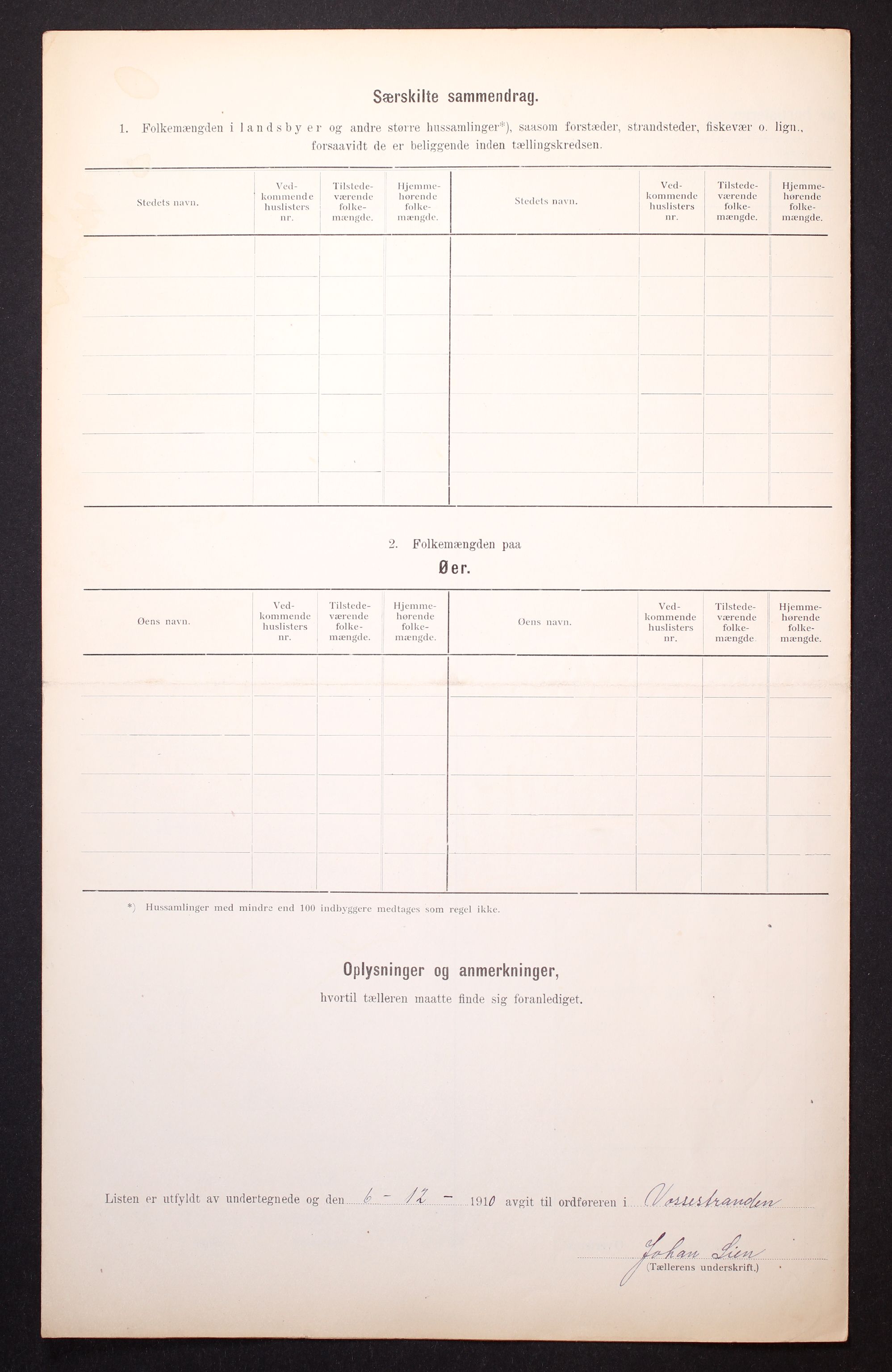 RA, 1910 census for Vossestrand, 1910, p. 21