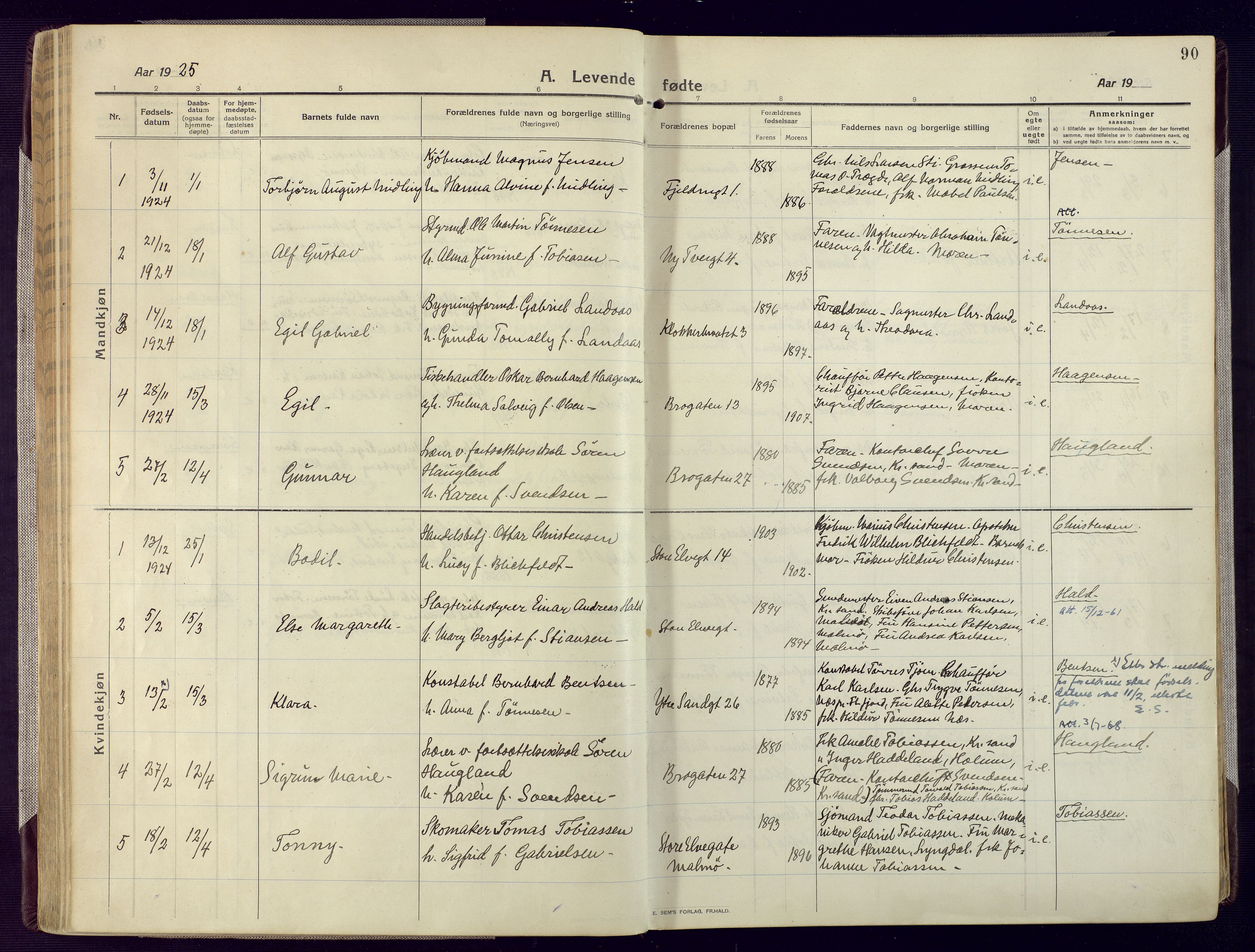 Mandal sokneprestkontor, SAK/1111-0030/F/Fa/Fac/L0001: Parish register (official) no. A 1, 1913-1925, p. 90