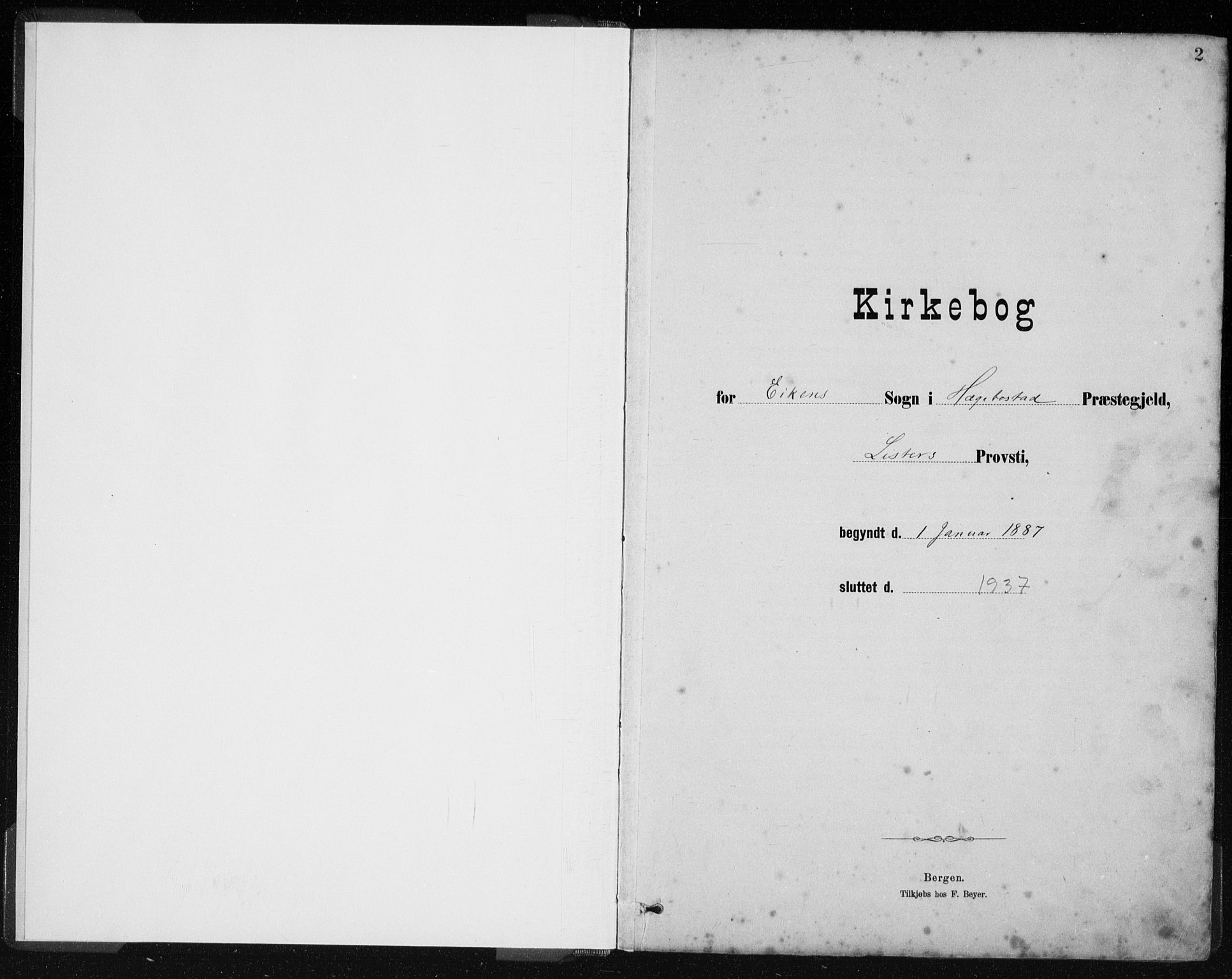 Hægebostad sokneprestkontor, AV/SAK-1111-0024/F/Fb/Fbb/L0003: Parish register (copy) no. B 3, 1887-1937, p. 2