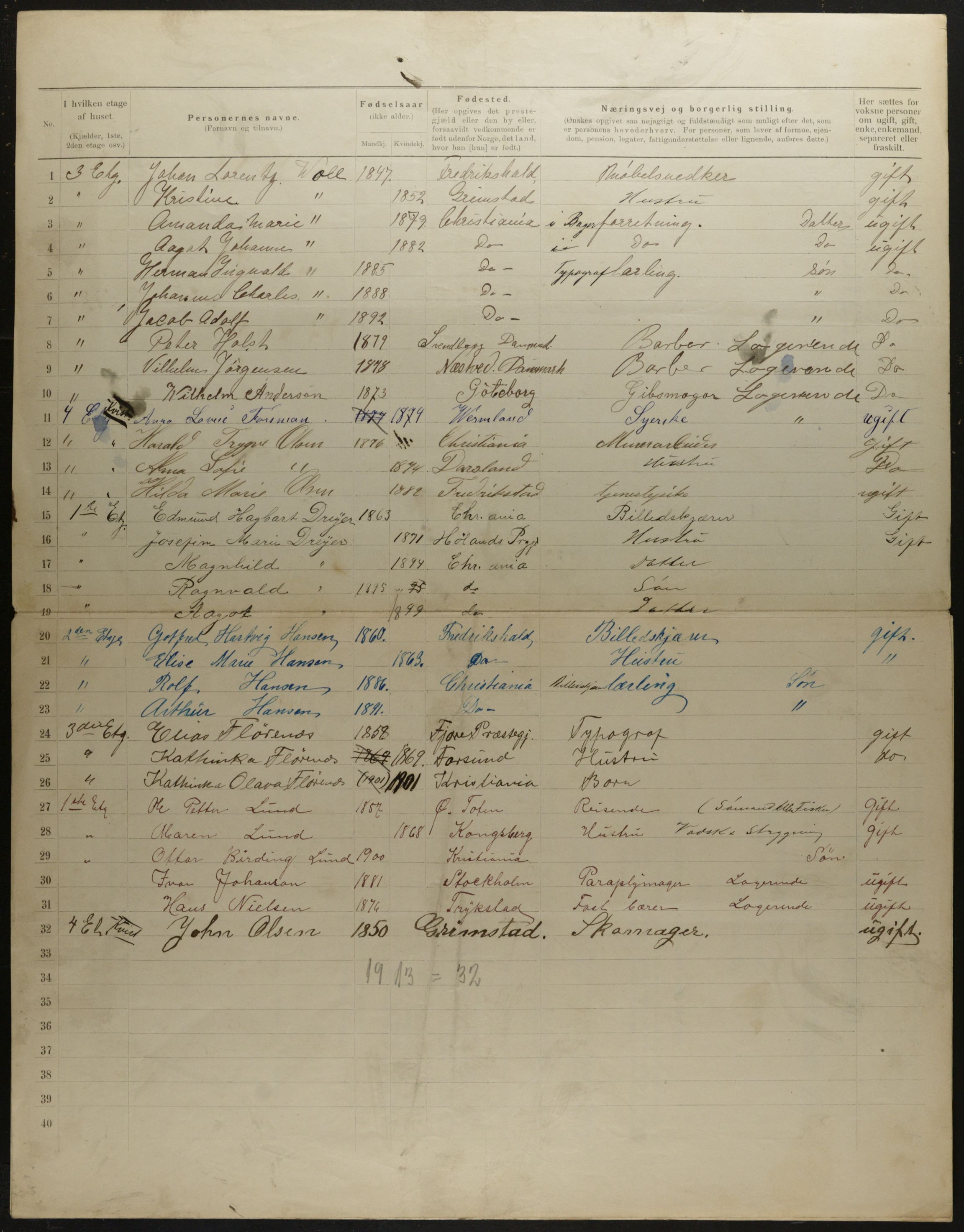 OBA, Municipal Census 1901 for Kristiania, 1901, p. 7301