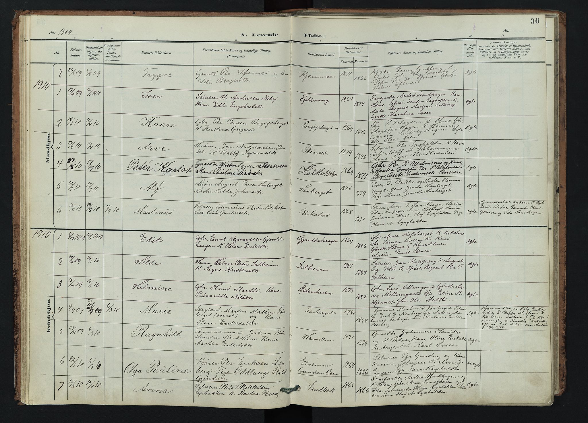 Trysil prestekontor, AV/SAH-PREST-046/H/Ha/Hab/L0007: Parish register (copy) no. 7, 1896-1948, p. 36