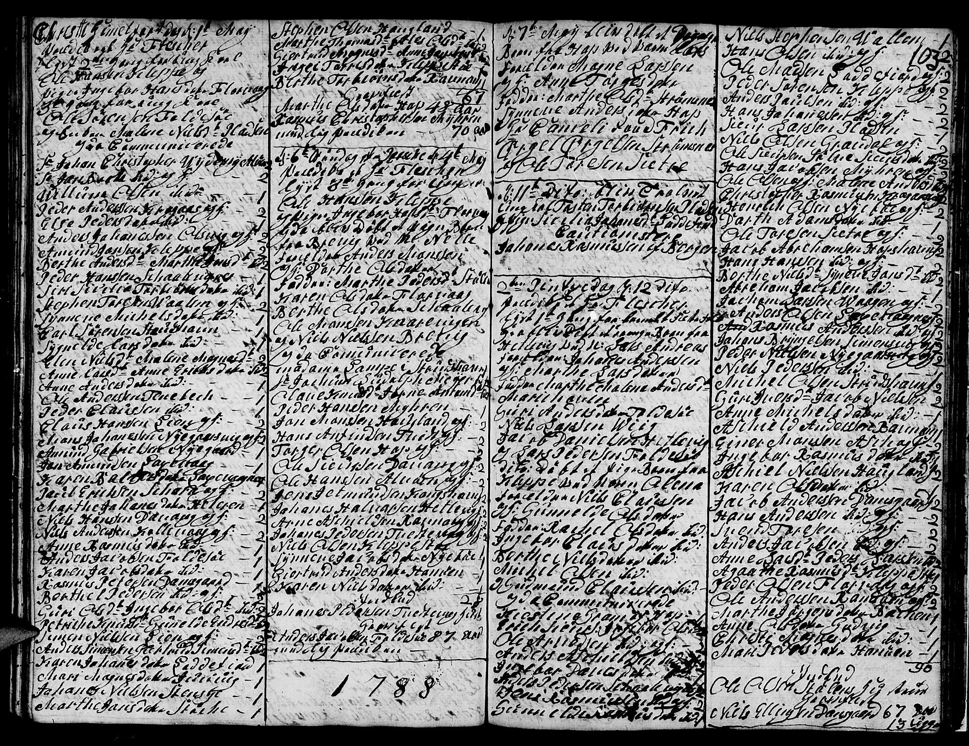 Askøy Sokneprestembete, SAB/A-74101/H/Ha/Hab/Haba/L0001: Parish register (copy) no. A 1, 1775-1792, p. 103