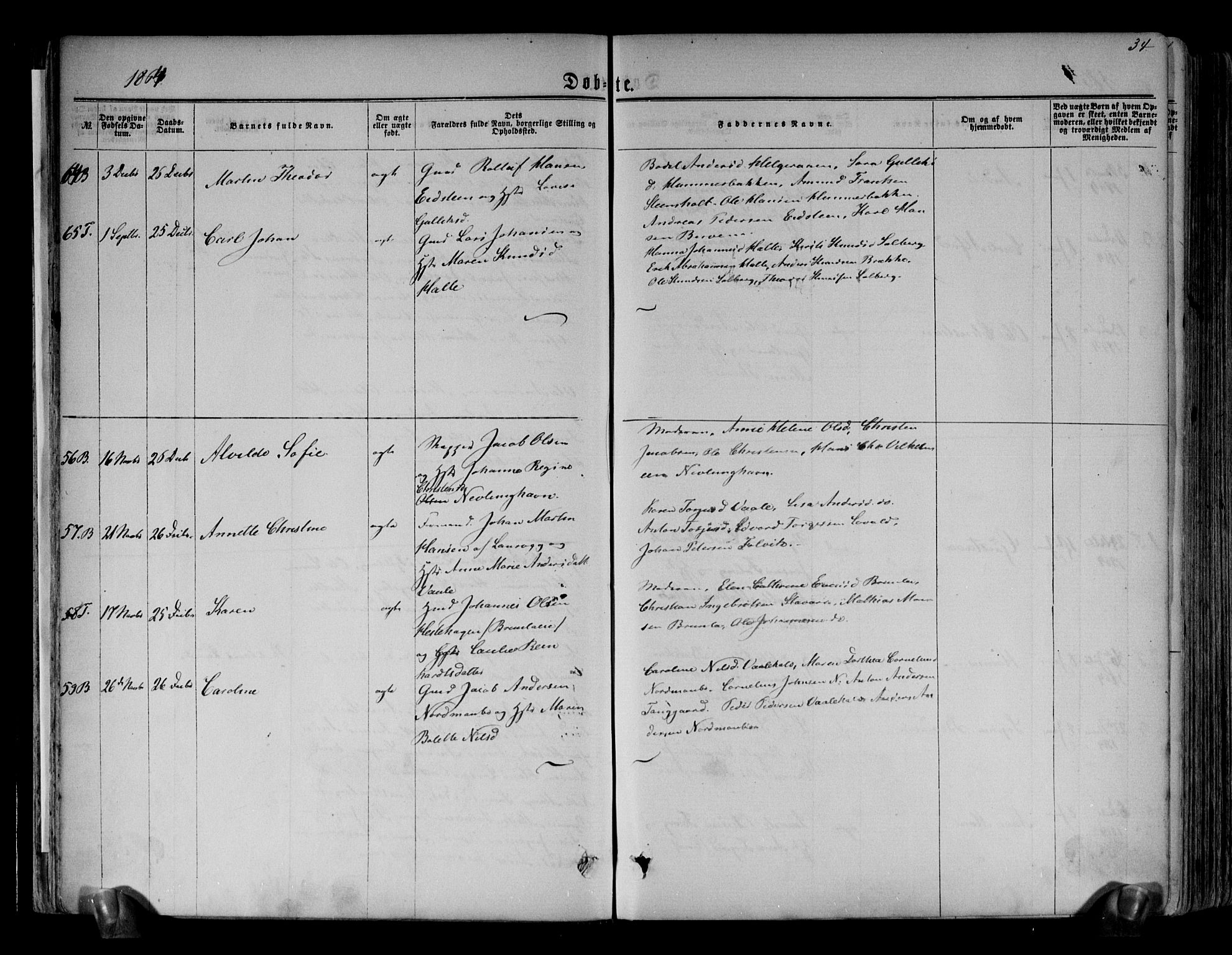 Brunlanes kirkebøker, AV/SAKO-A-342/F/Fa/L0005: Parish register (official) no. I 5, 1862-1877, p. 34